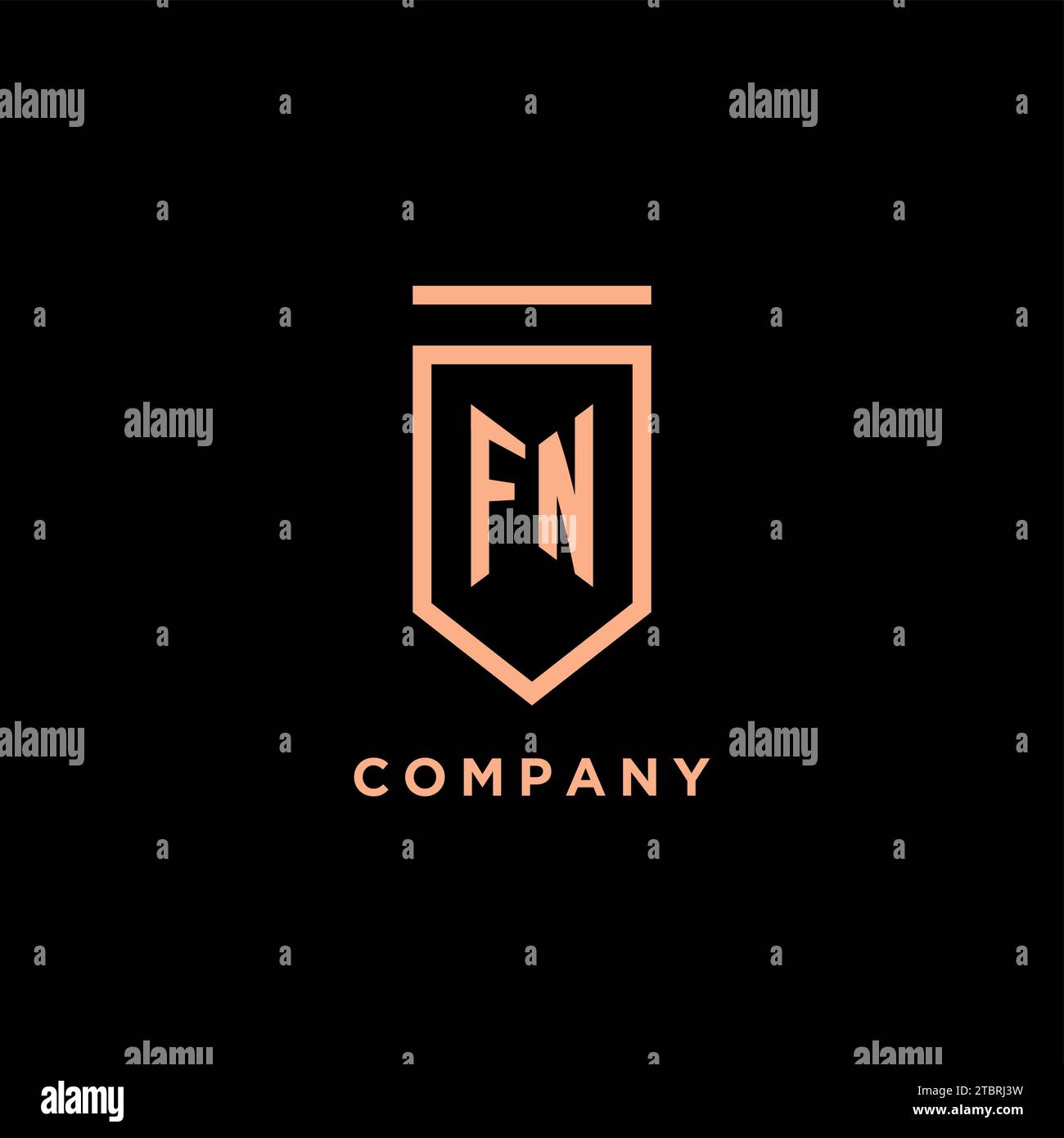 FN monogram initial with shield logo design icon vector graphic Stock Vector