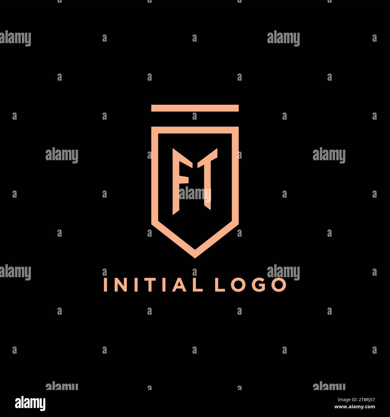 FT monogram initial with shield logo design icon vector graphic Stock Vector