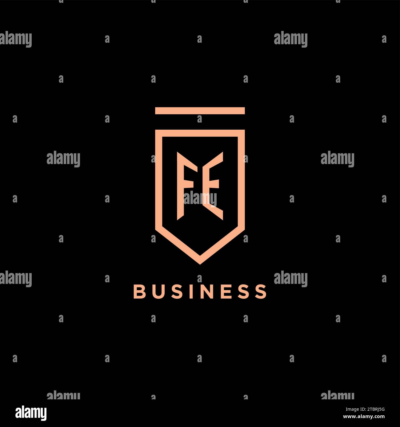 FE monogram initial with shield logo design icon vector graphic Stock Vector