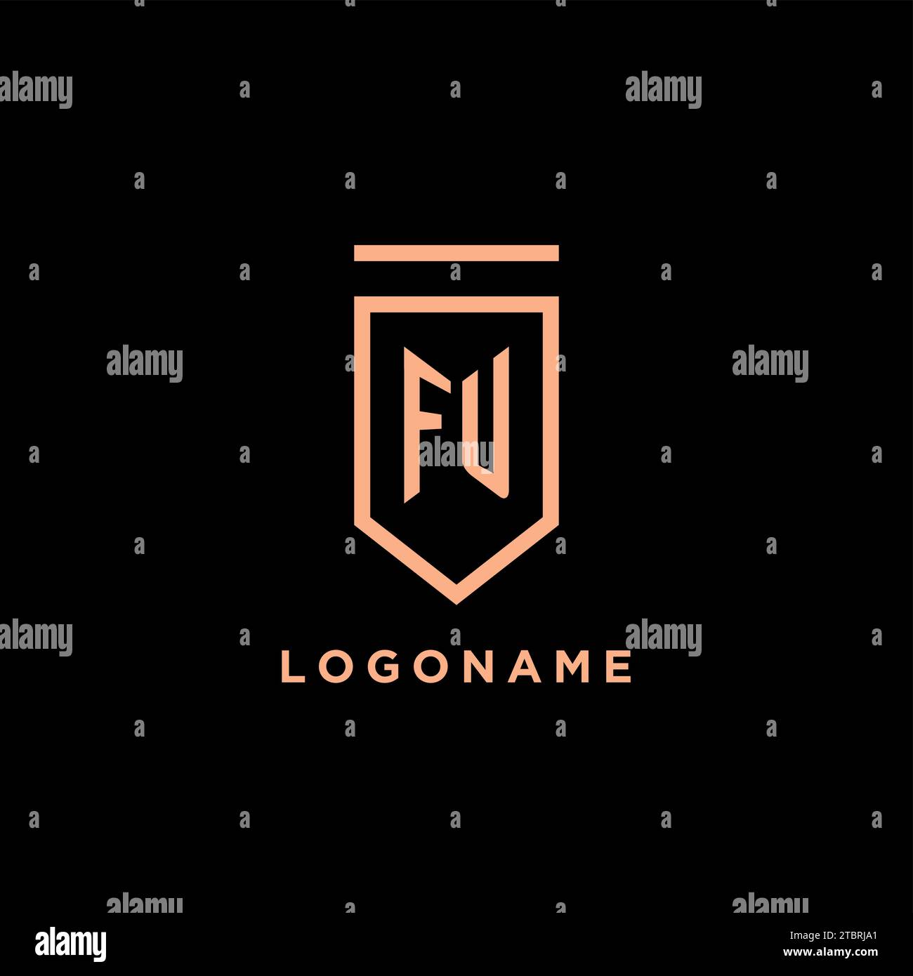FU monogram initial with shield logo design icon vector graphic Stock Vector