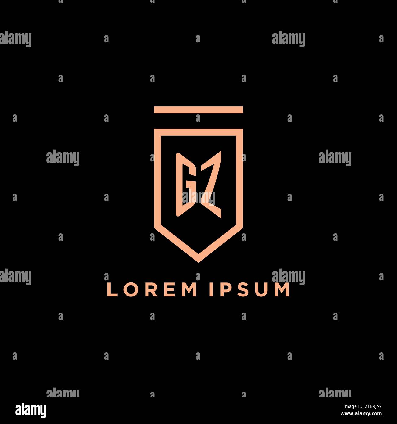 GZ monogram initial with shield logo design icon vector graphic Stock Vector