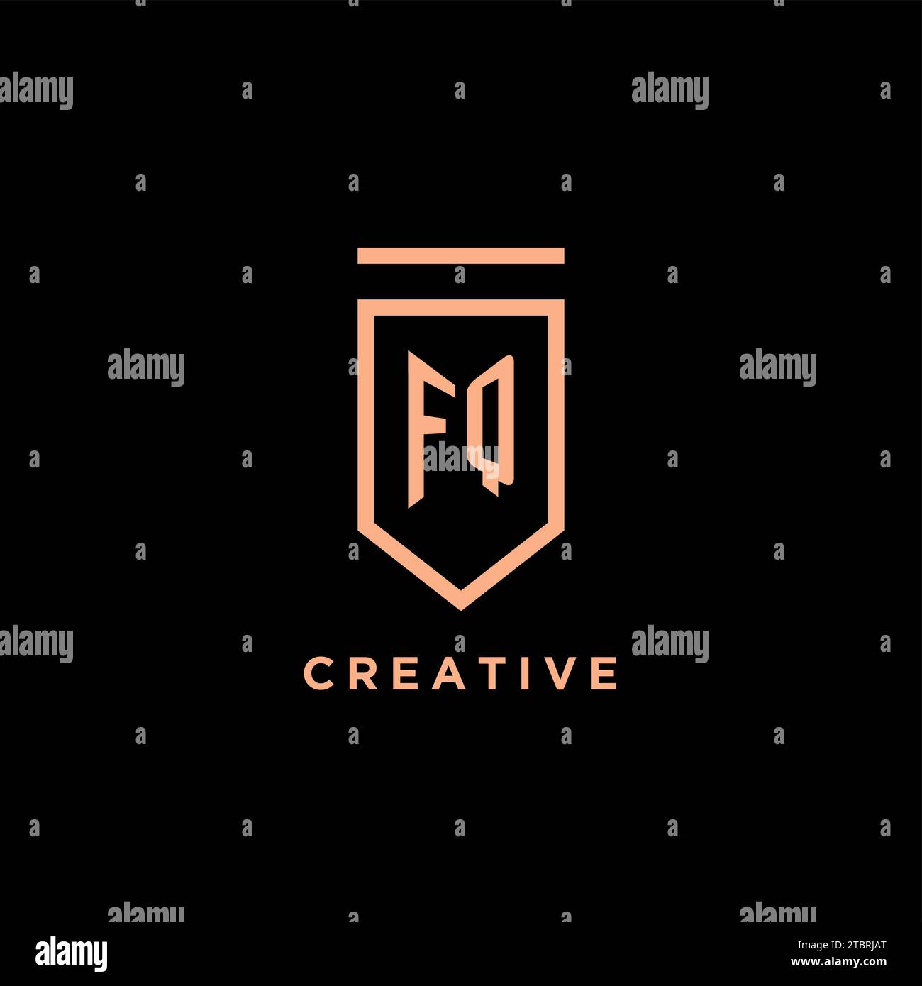 FQ monogram initial with shield logo design icon vector graphic Stock Vector