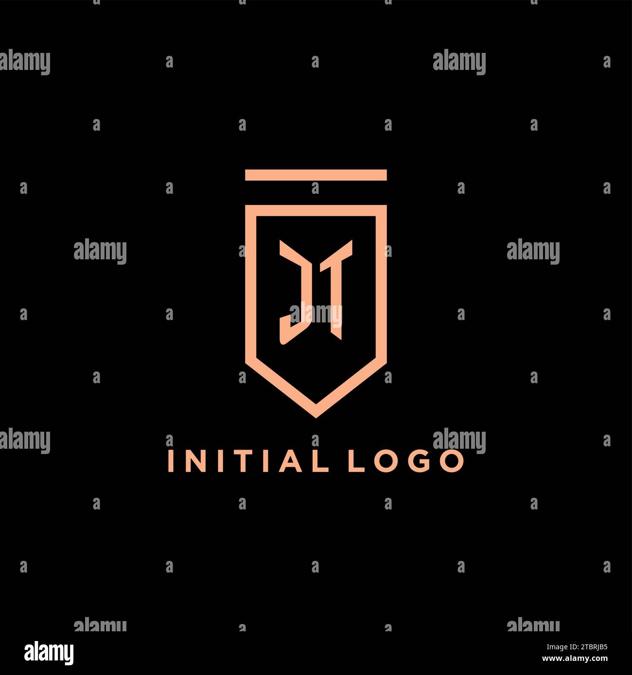 JT monogram initial with shield logo design icon vector graphic Stock Vector