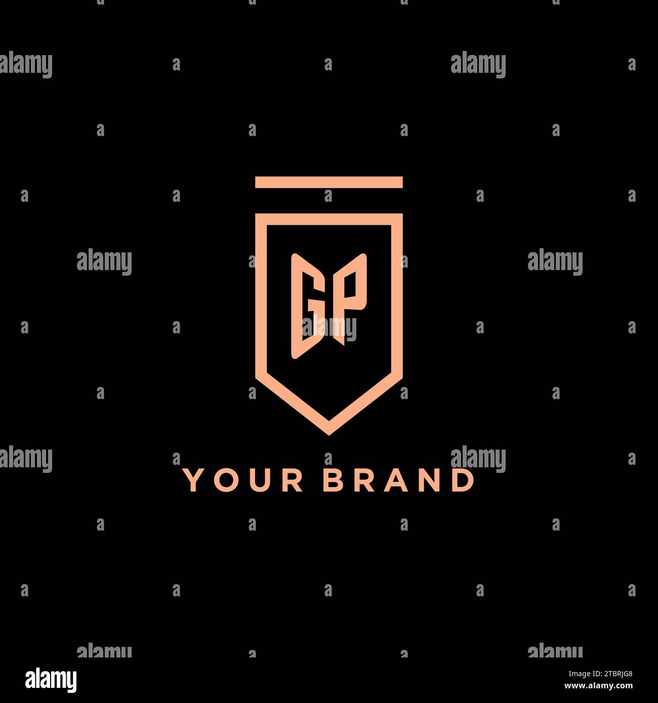 GP monogram initial with shield logo design icon vector graphic Stock Vector