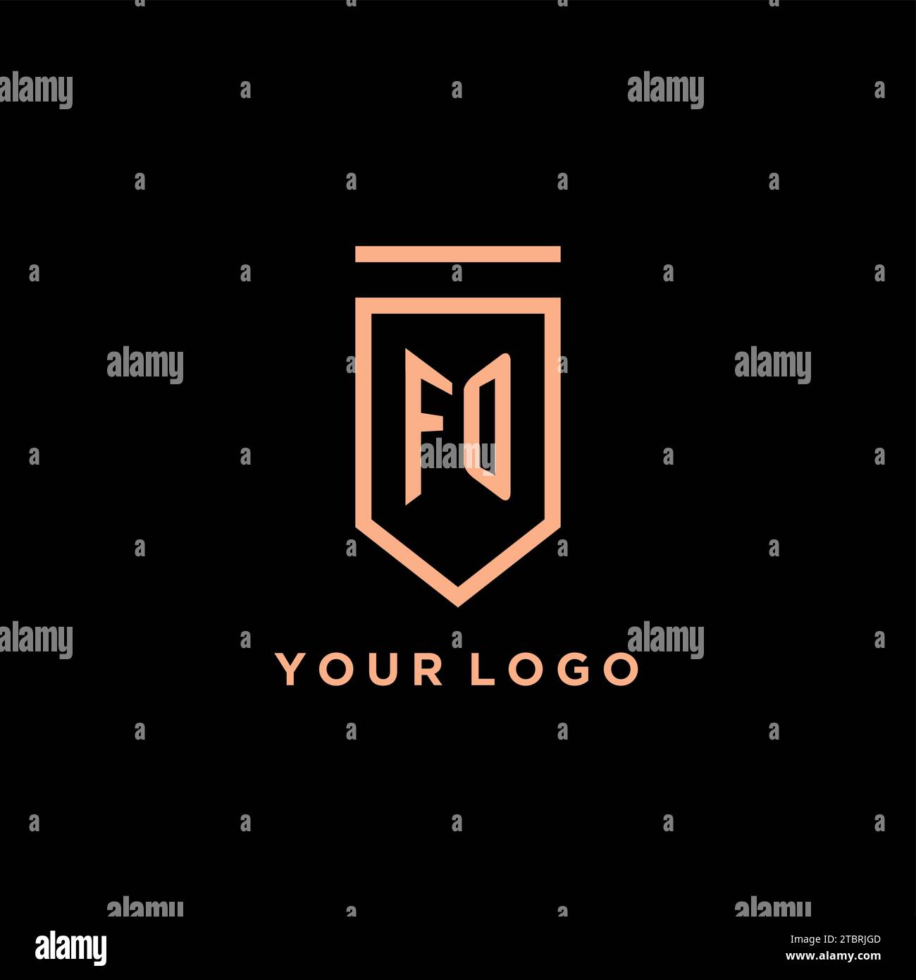 FO monogram initial with shield logo design icon vector graphic Stock Vector