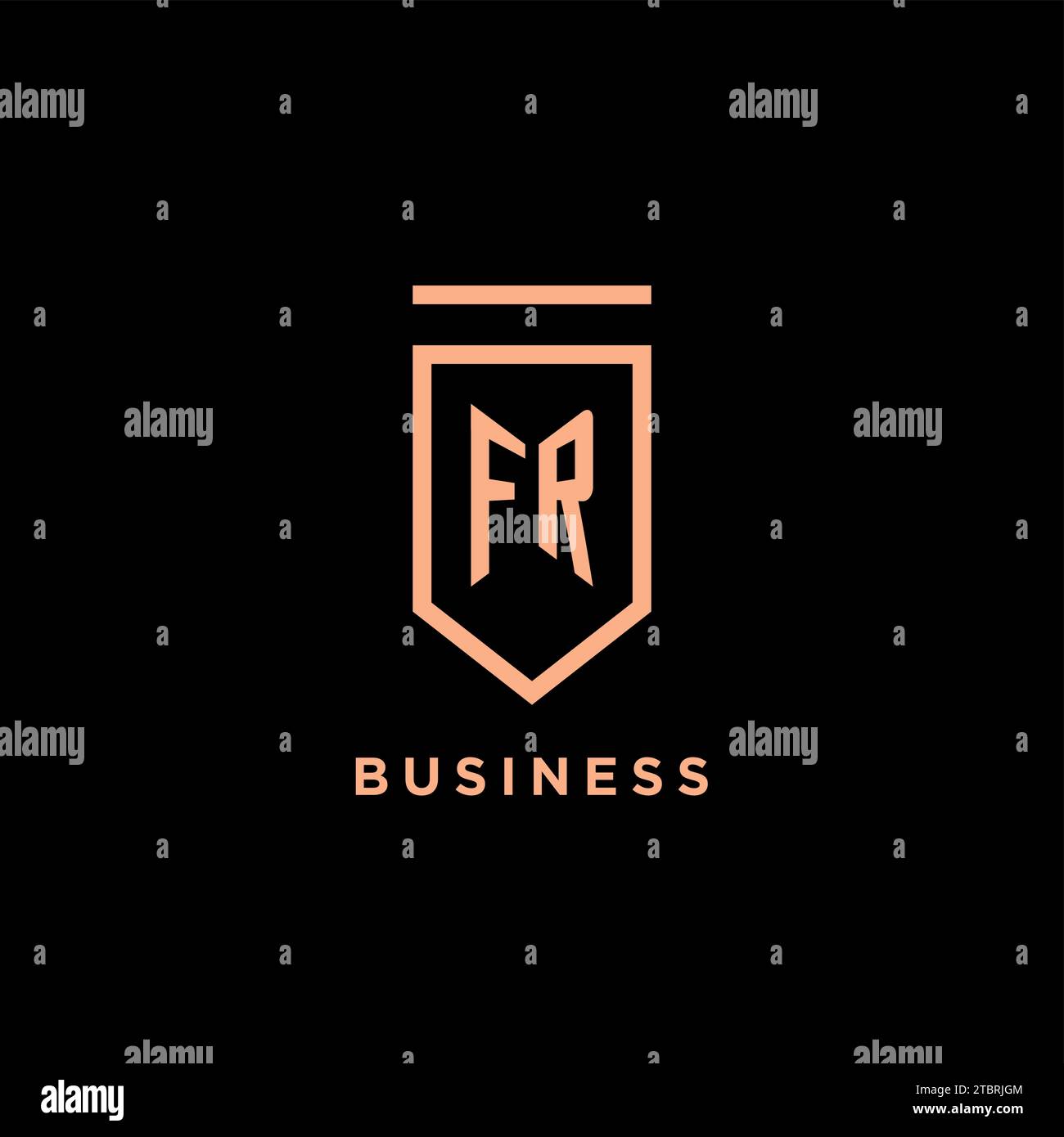 FR monogram initial with shield logo design icon vector graphic Stock Vector