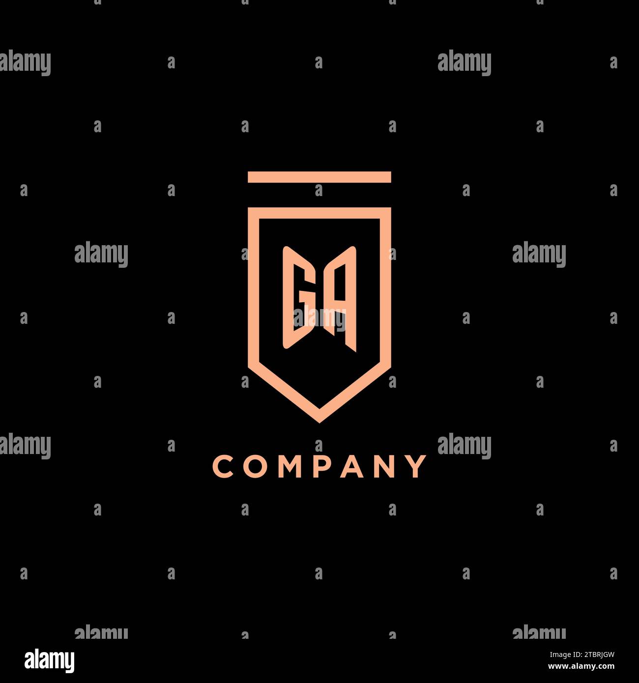 GA monogram initial with shield logo design icon vector graphic Stock Vector