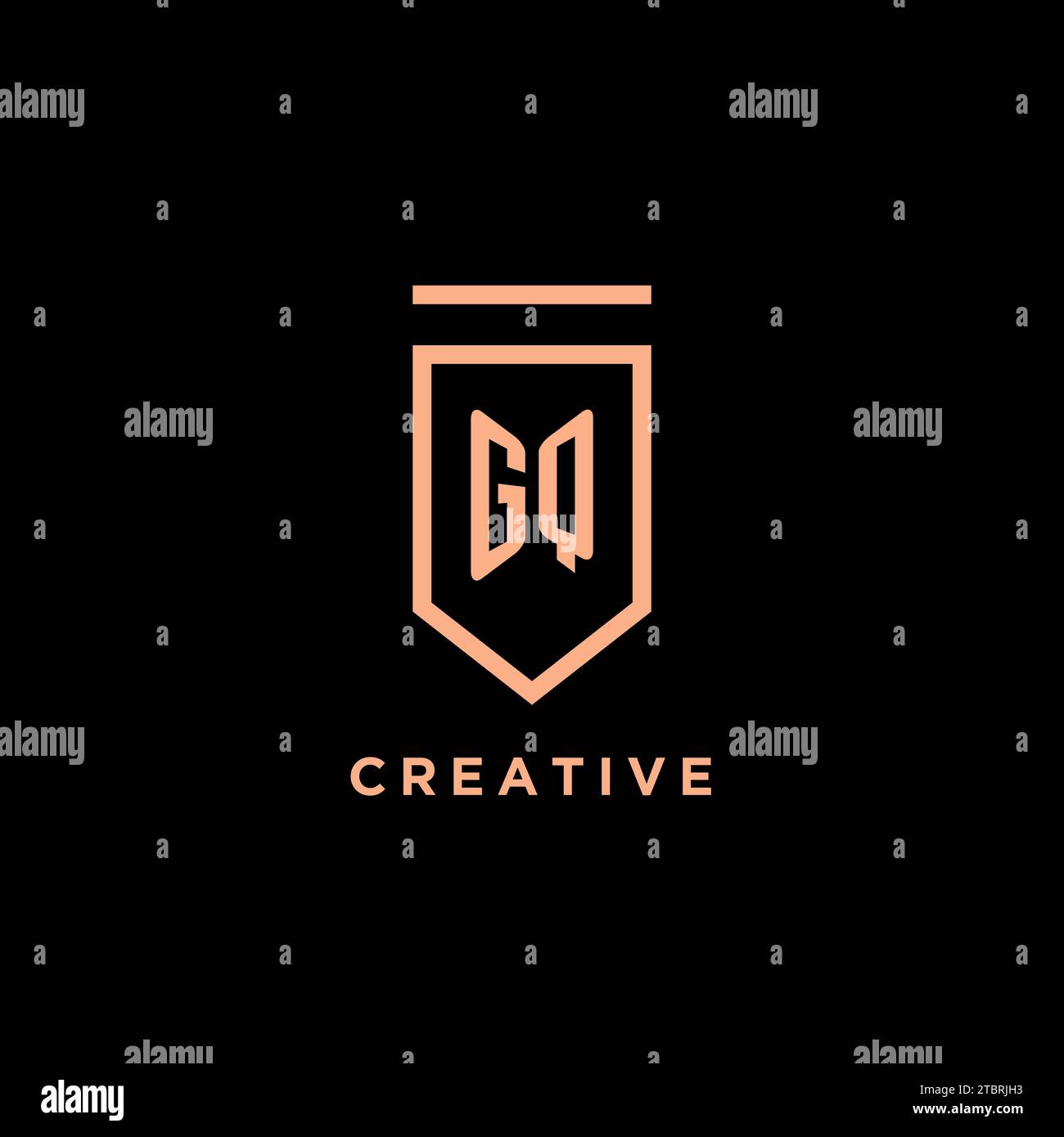 GQ monogram initial with shield logo design icon vector graphic Stock Vector