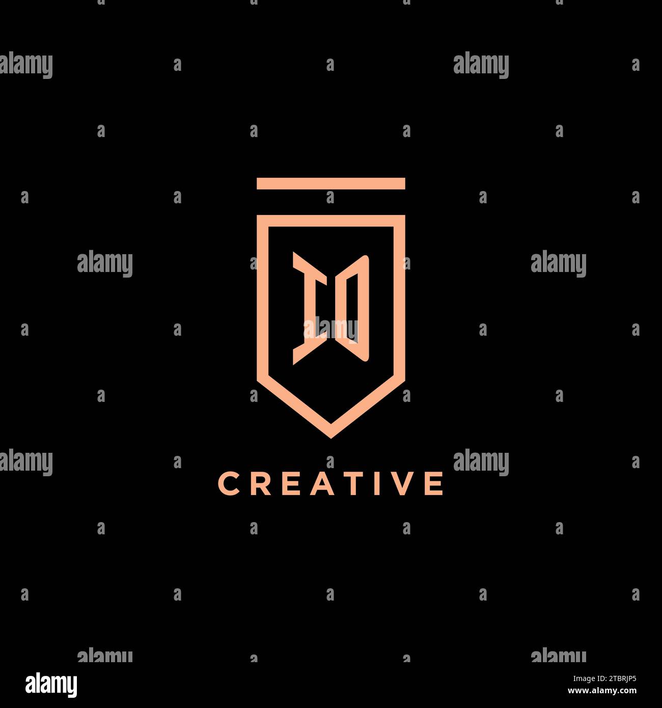 ID monogram initial with shield logo design icon vector graphic Stock Vector