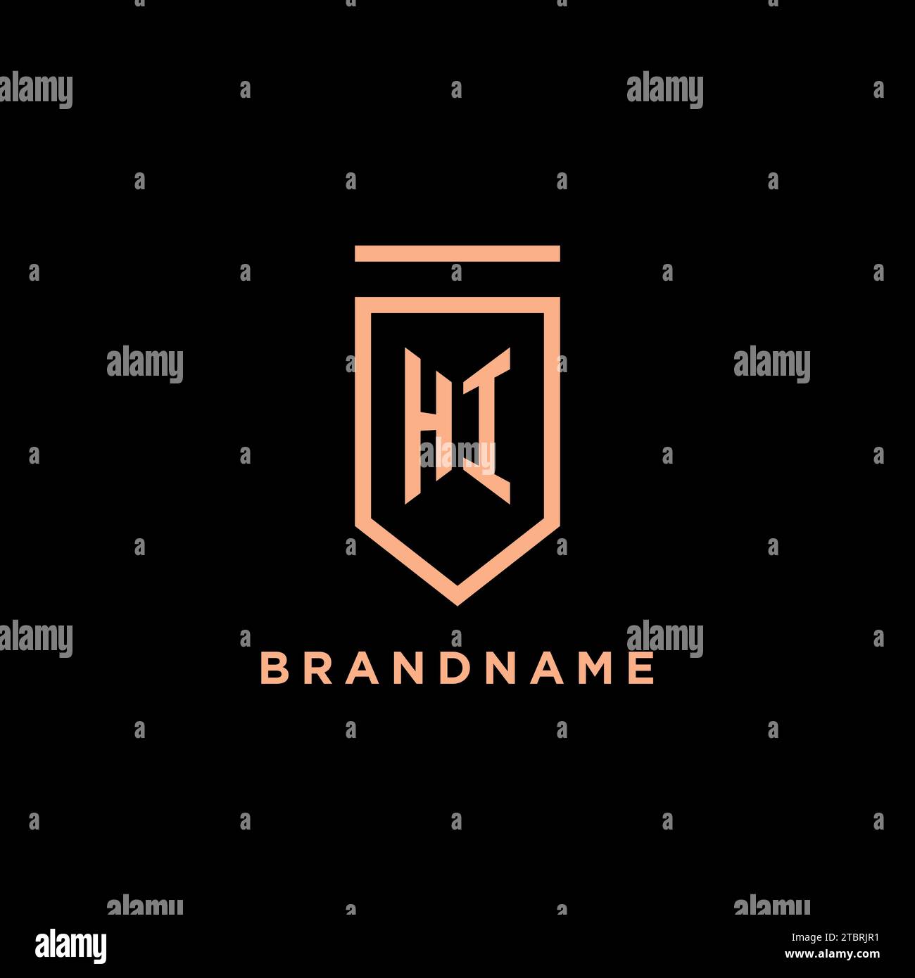 HI monogram initial with shield logo design icon vector graphic Stock Vector