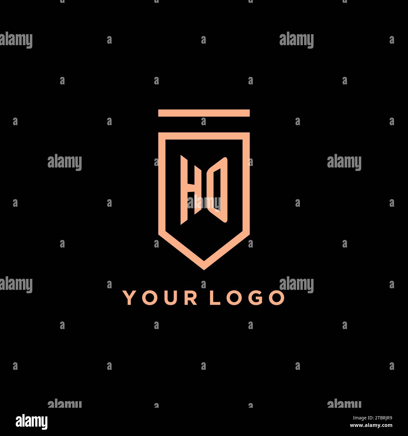 HO monogram initial with shield logo design icon vector graphic Stock Vector