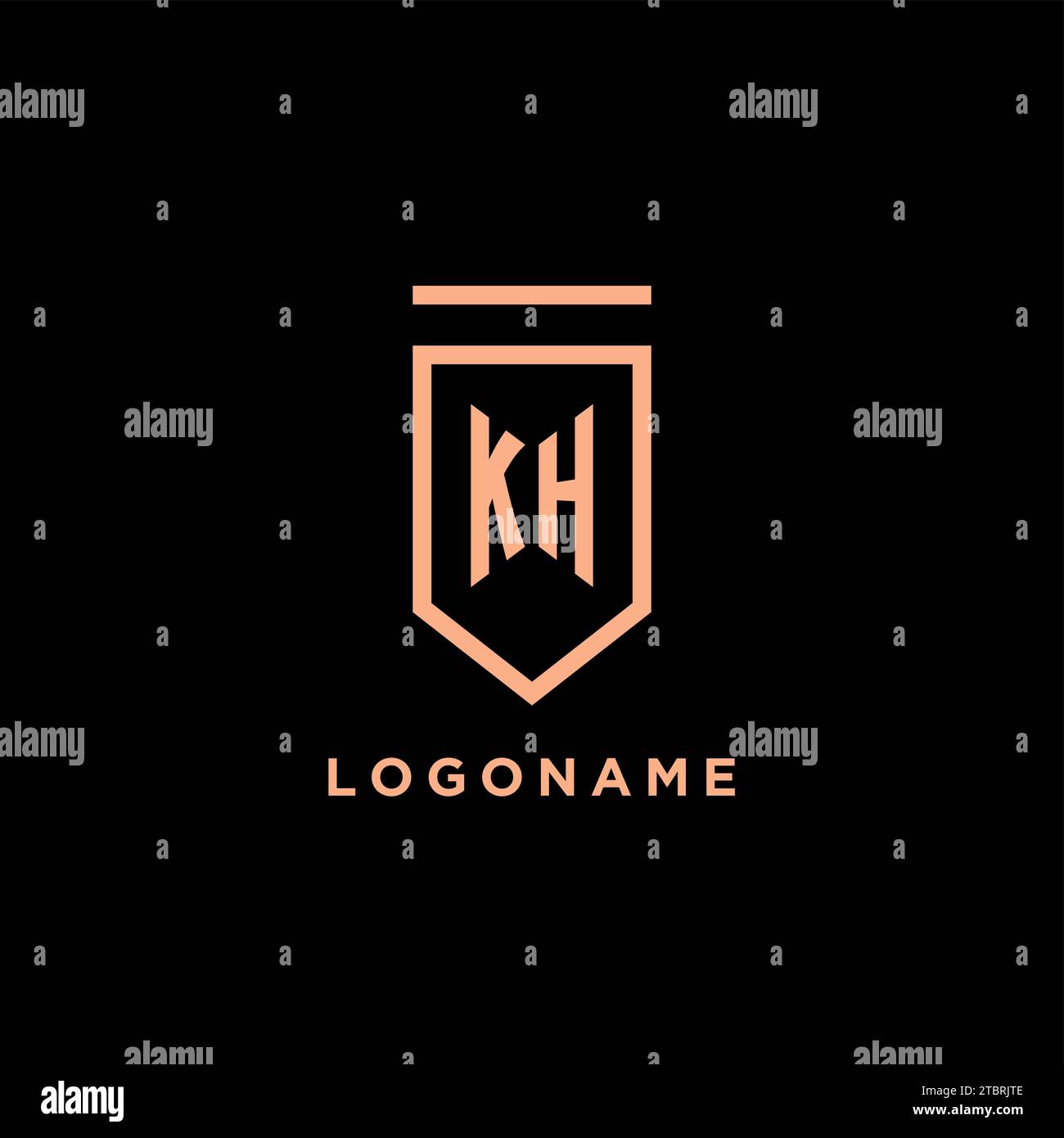 KH monogram initial with shield logo design icon vector graphic Stock Vector
