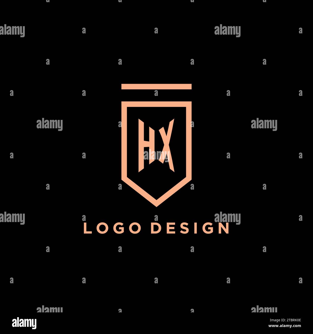 HX monogram initial with shield logo design icon vector graphic Stock Vector