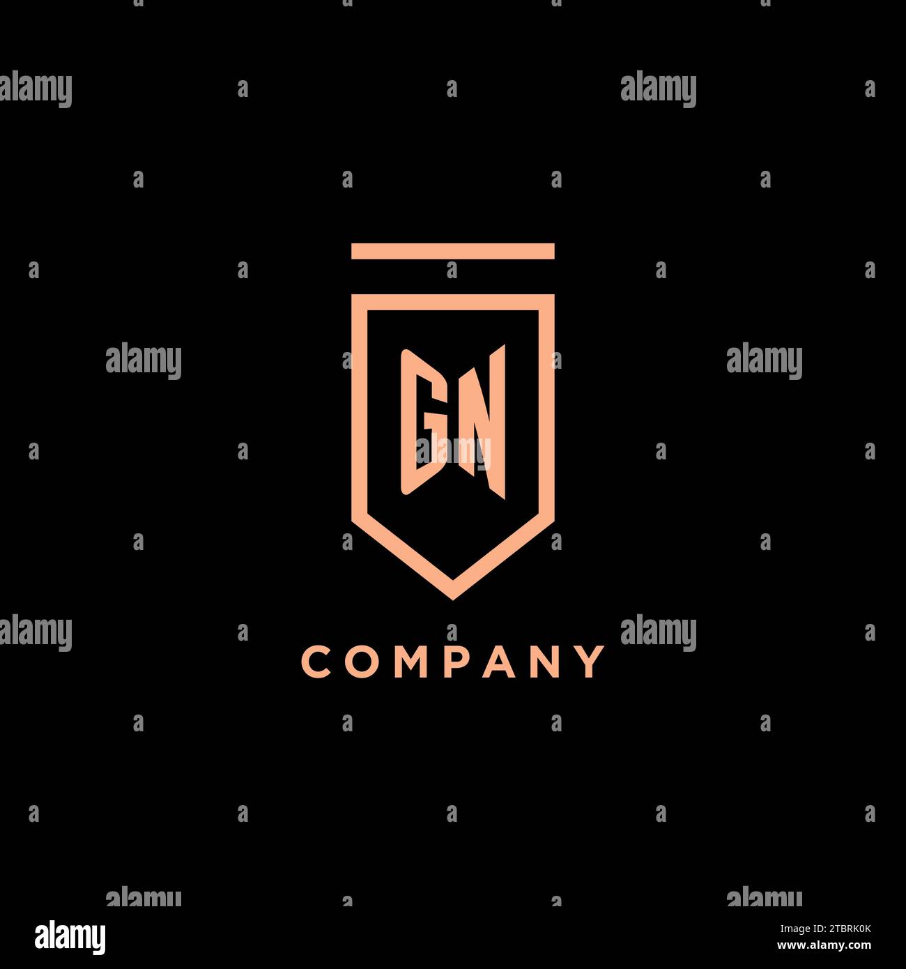 GN monogram initial with shield logo design icon vector graphic Stock Vector
