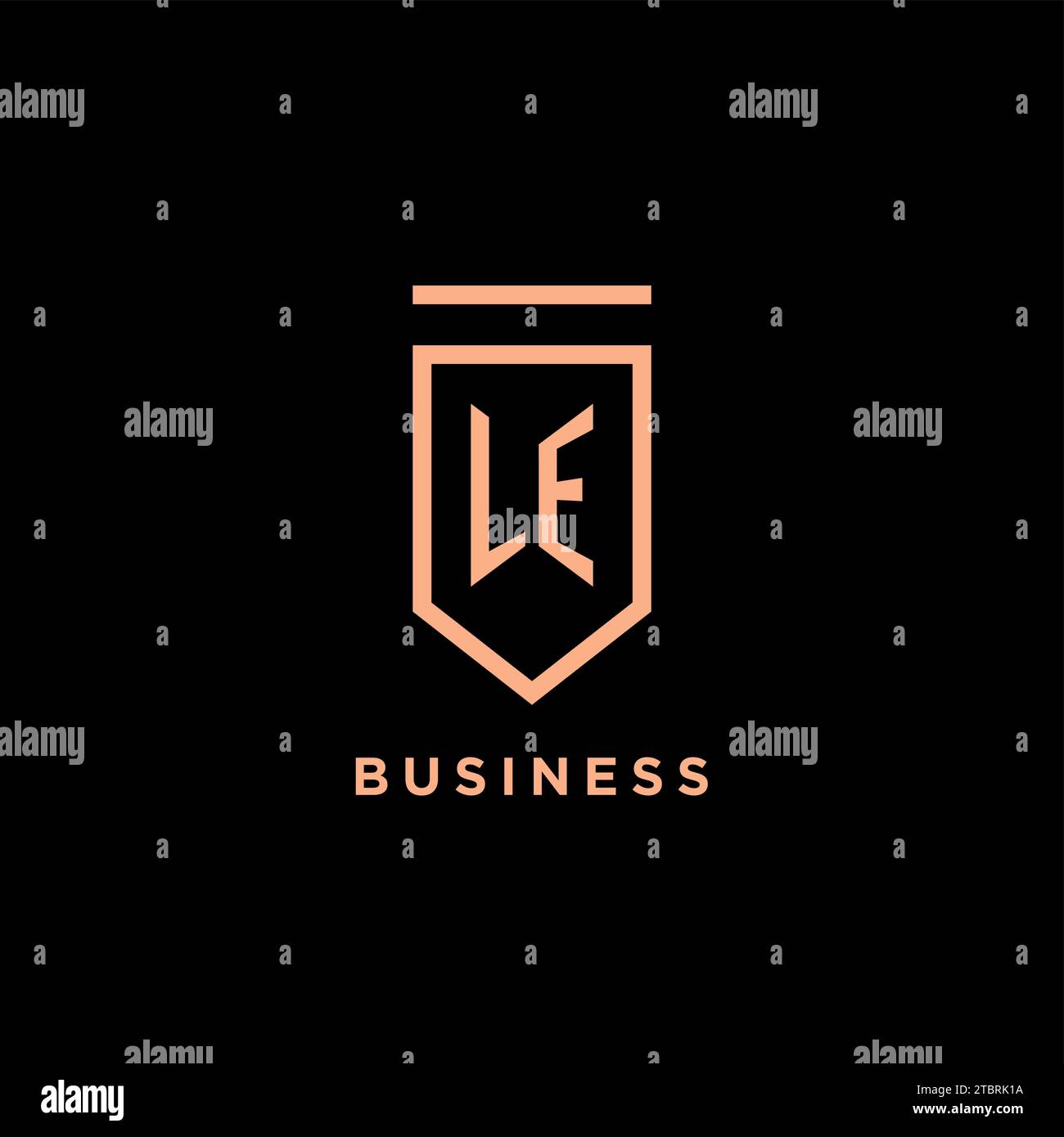 LE monogram initial with shield logo design icon vector graphic Stock Vector