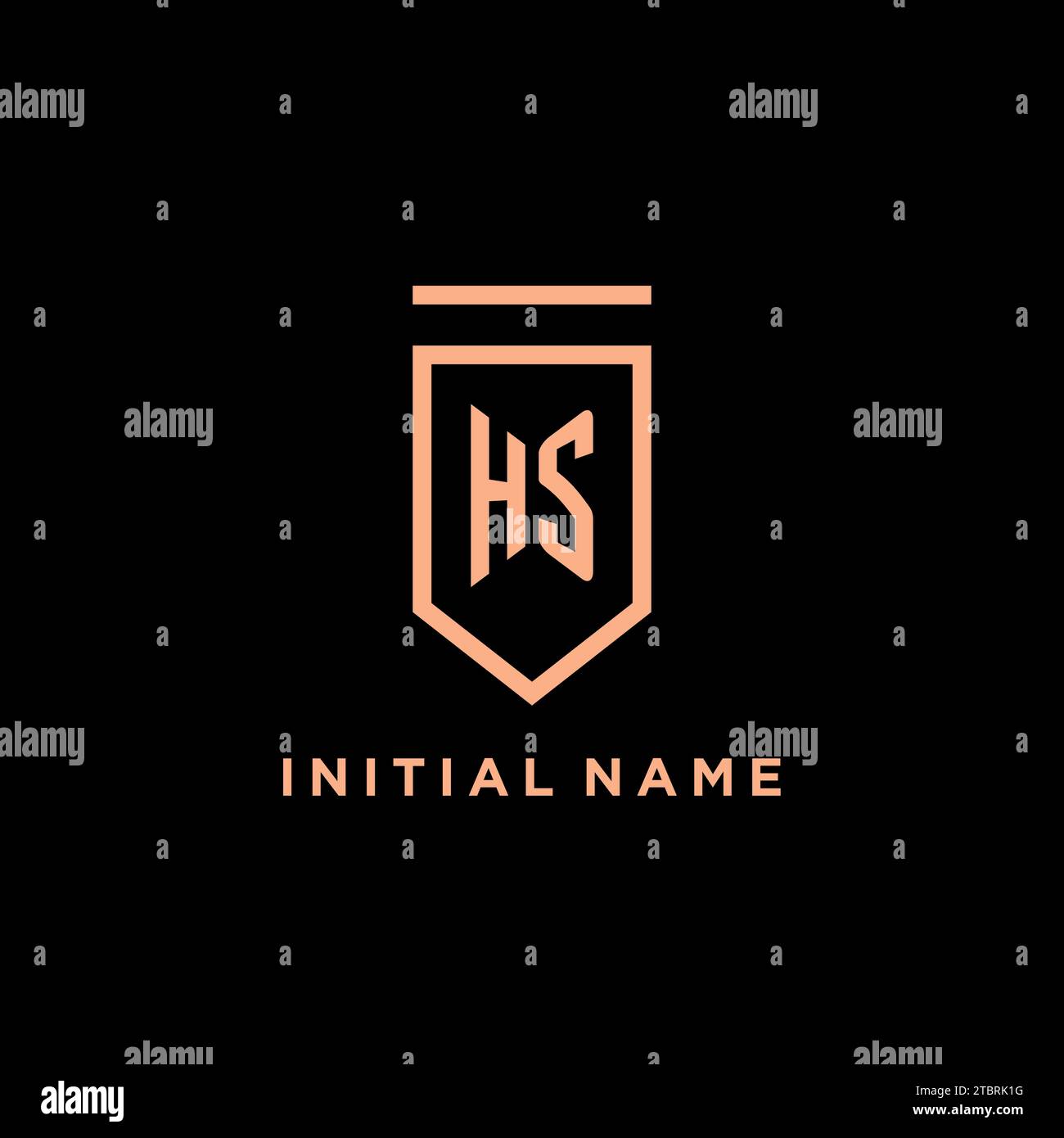 HS monogram initial with shield logo design icon vector graphic Stock Vector
