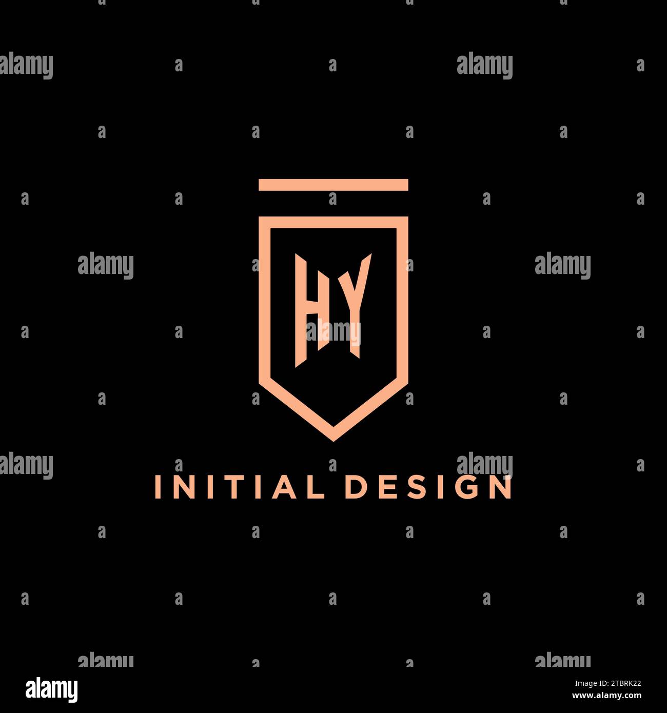 HY monogram initial with shield logo design icon vector graphic Stock Vector