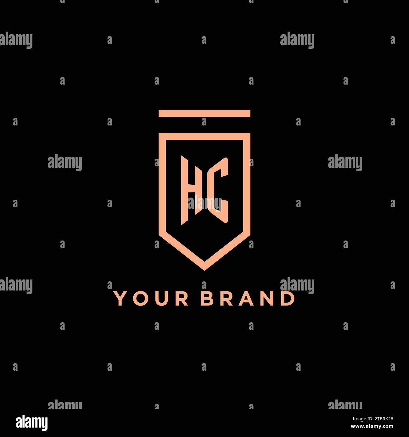 HC monogram initial with shield logo design icon vector graphic Stock Vector