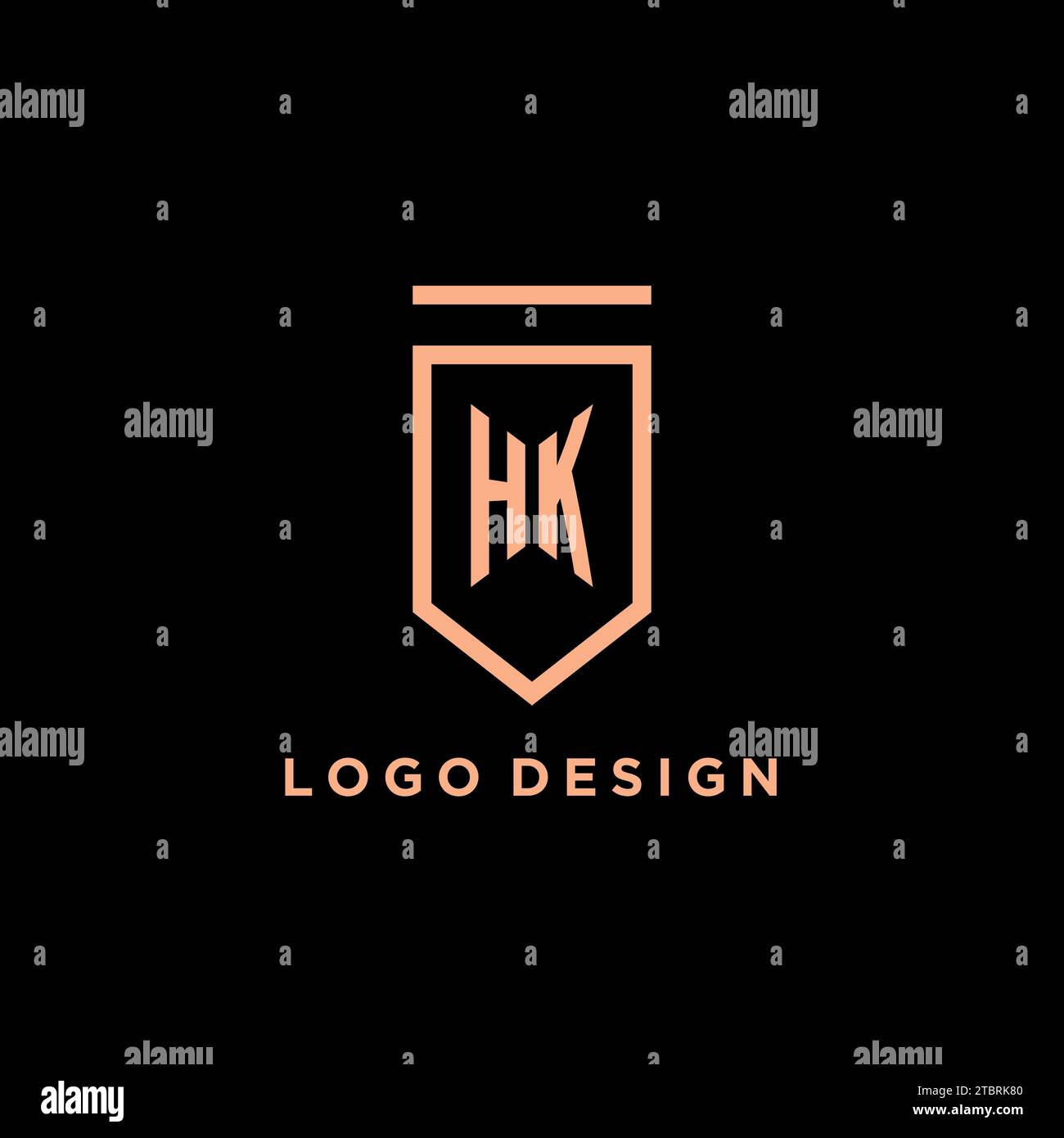 HK monogram initial with shield logo design icon vector graphic Stock Vector