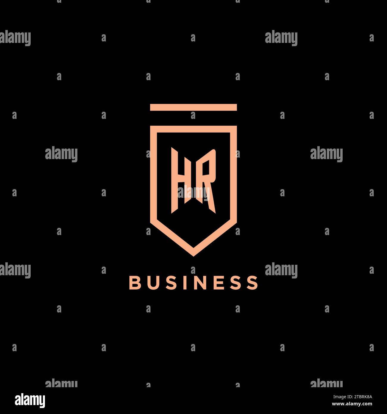 HR monogram initial with shield logo design icon vector graphic Stock Vector