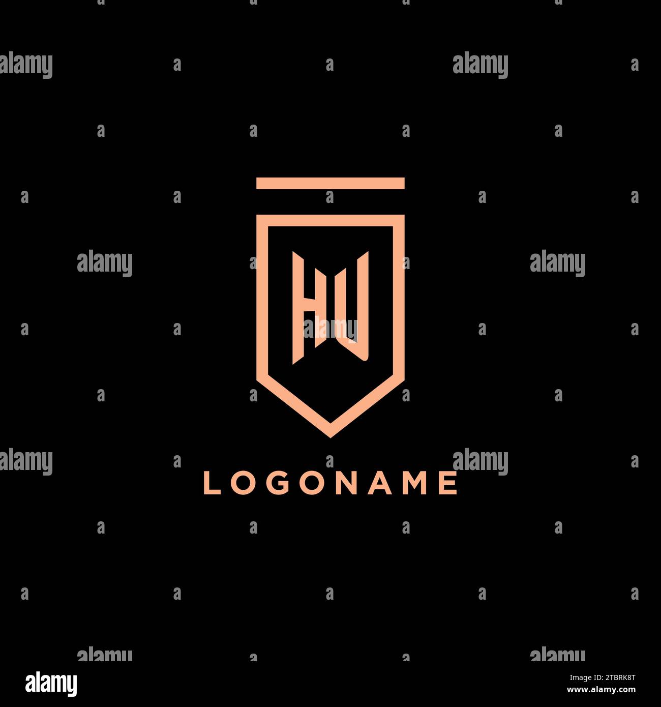 HU monogram initial with shield logo design icon vector graphic Stock Vector