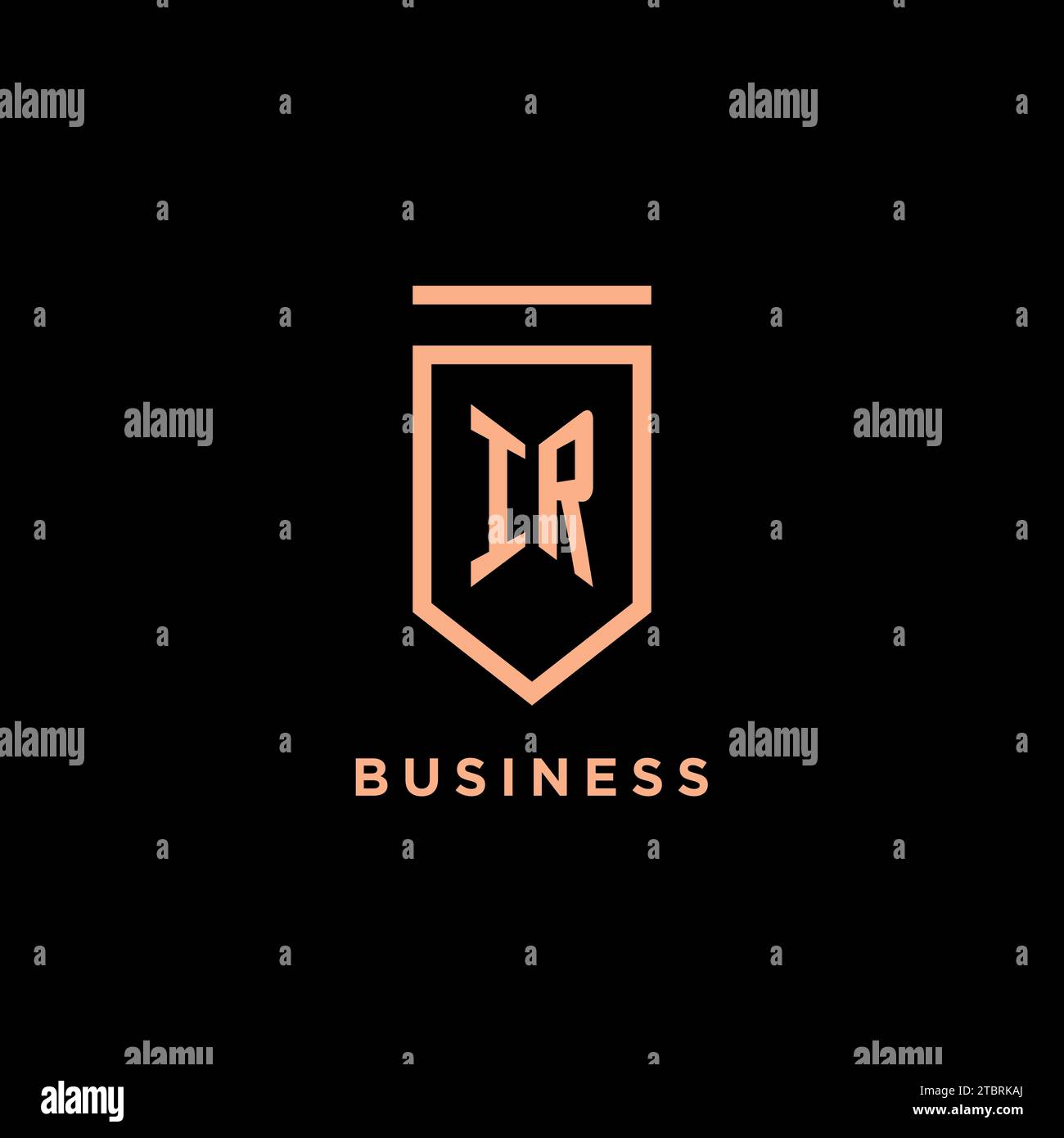 IR monogram initial with shield logo design icon vector graphic Stock Vector