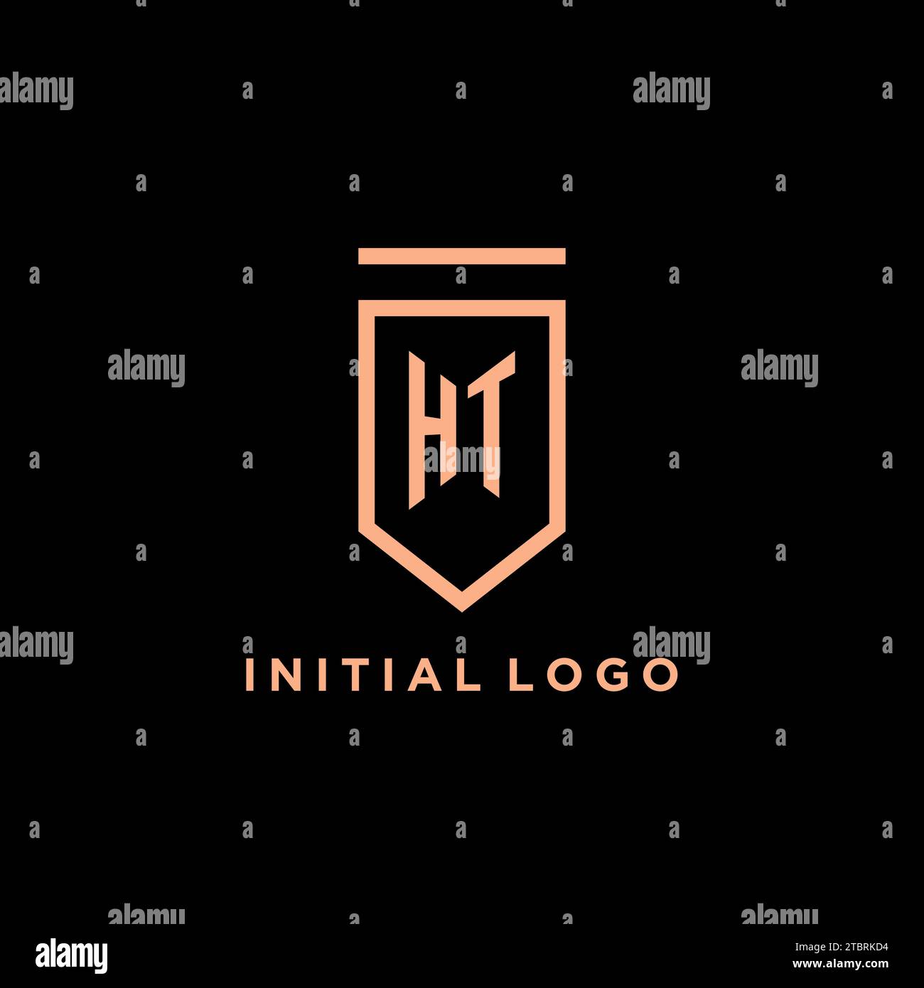 HT monogram initial with shield logo design icon vector graphic Stock Vector