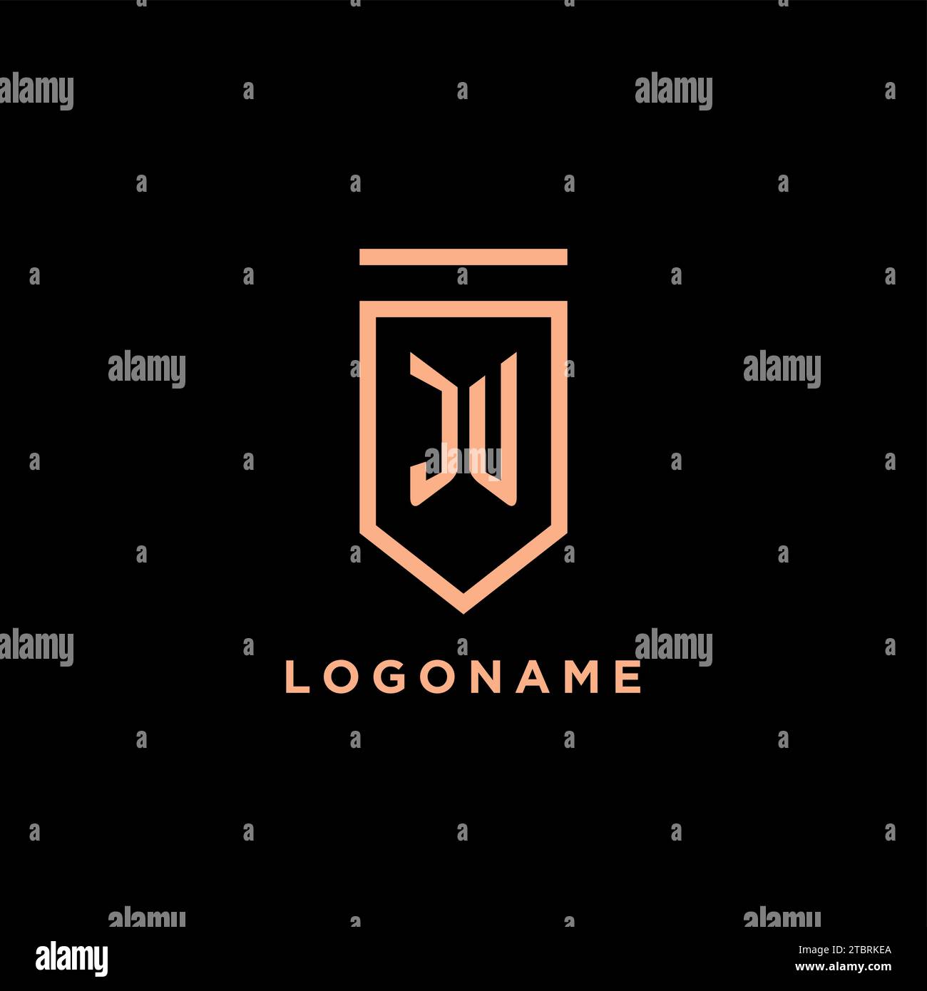 JU monogram initial with shield logo design icon vector graphic Stock Vector