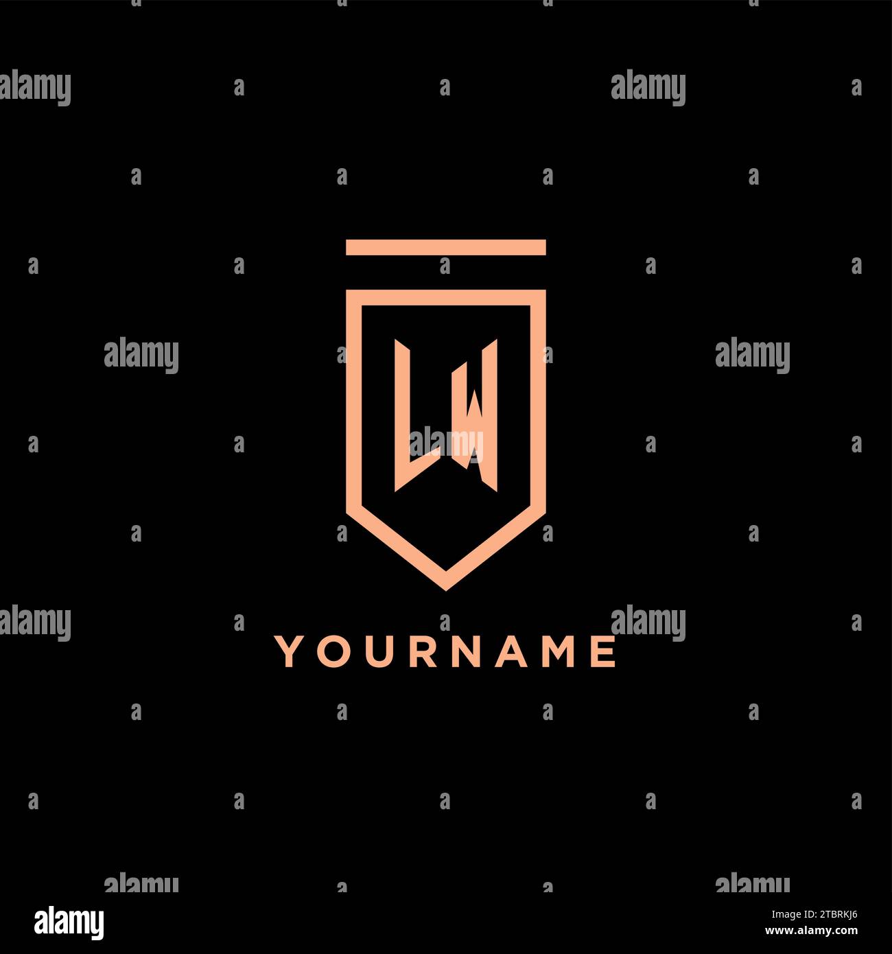 LW monogram initial with shield logo design icon vector graphic Stock Vector