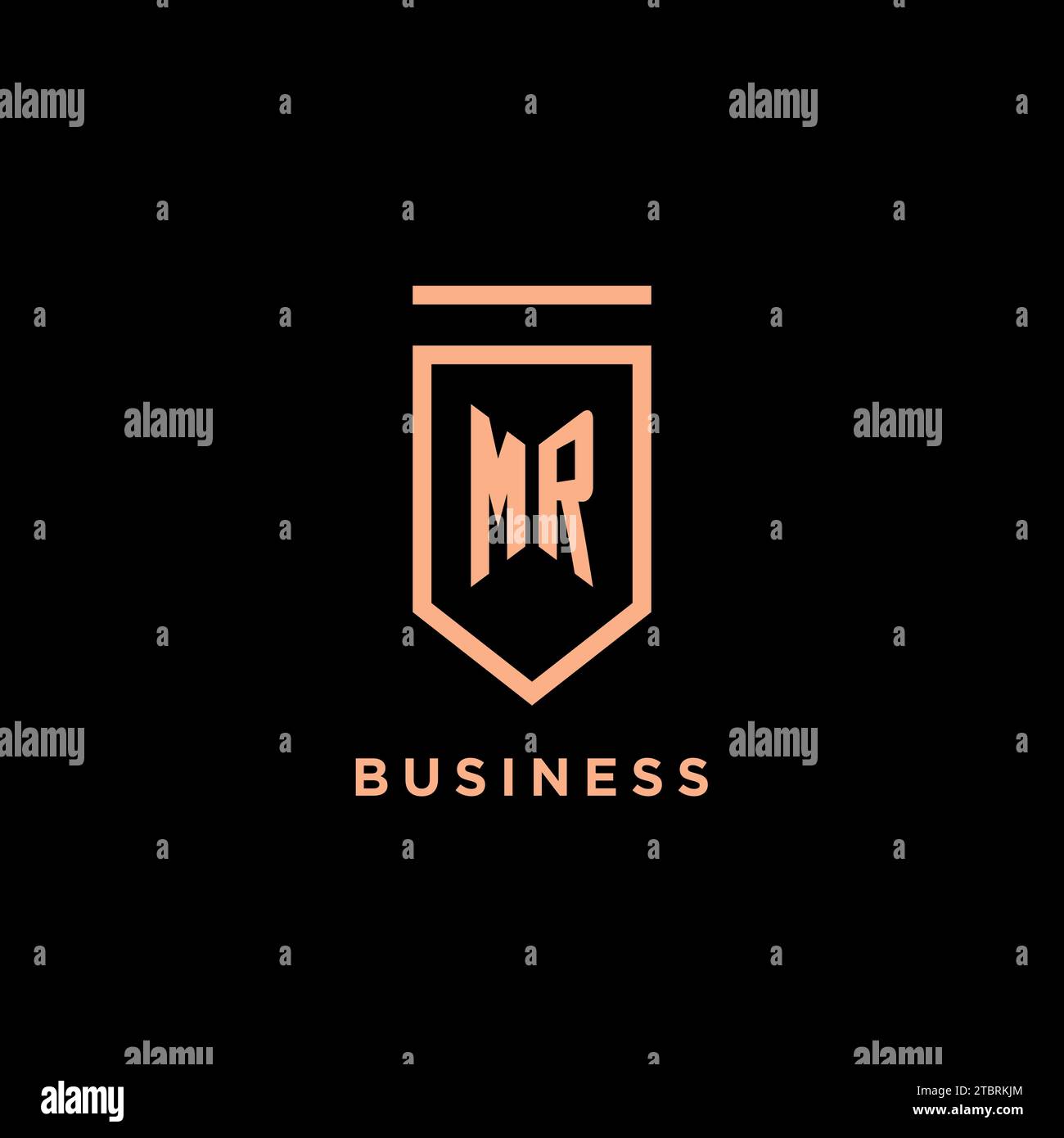 MR monogram initial with shield logo design icon vector graphic Stock Vector