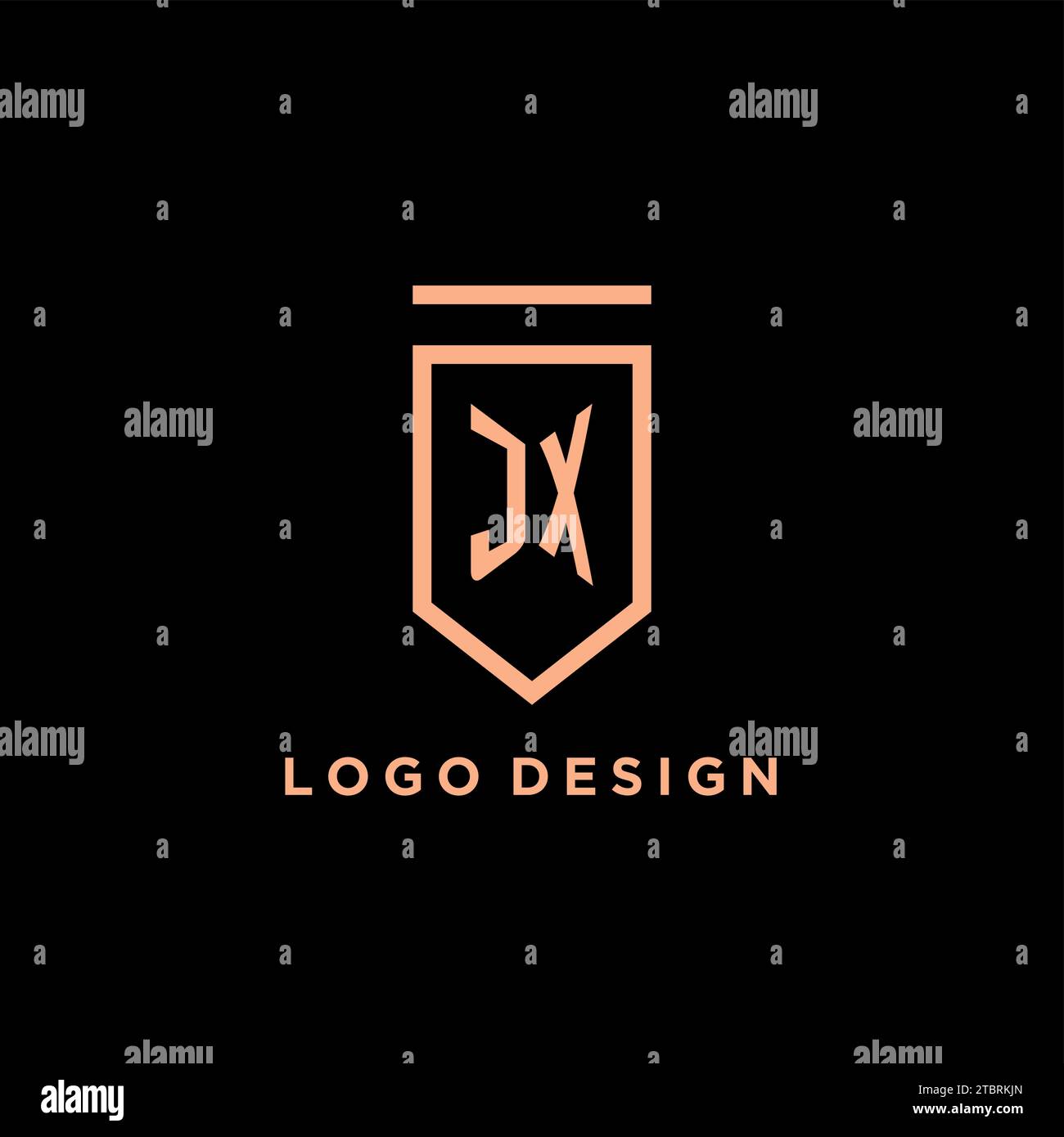JX monogram initial with shield logo design icon vector graphic Stock Vector