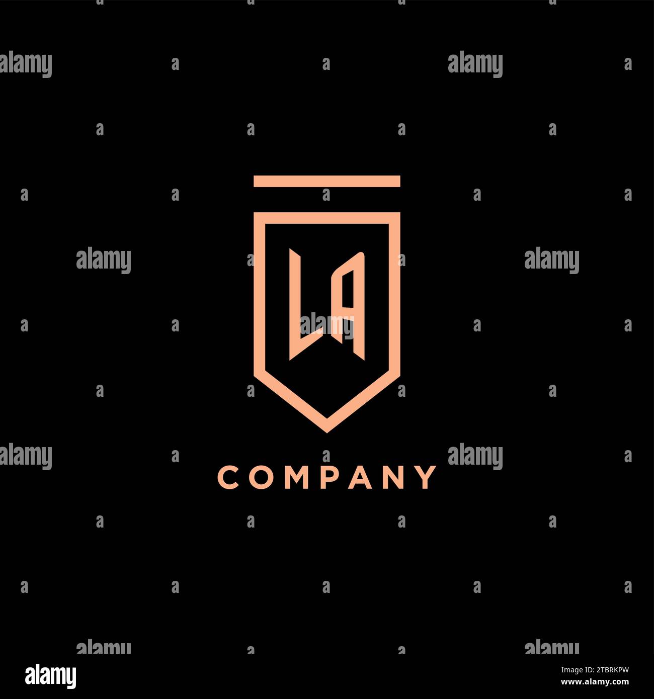 LA monogram initial with shield logo design icon vector graphic Stock Vector