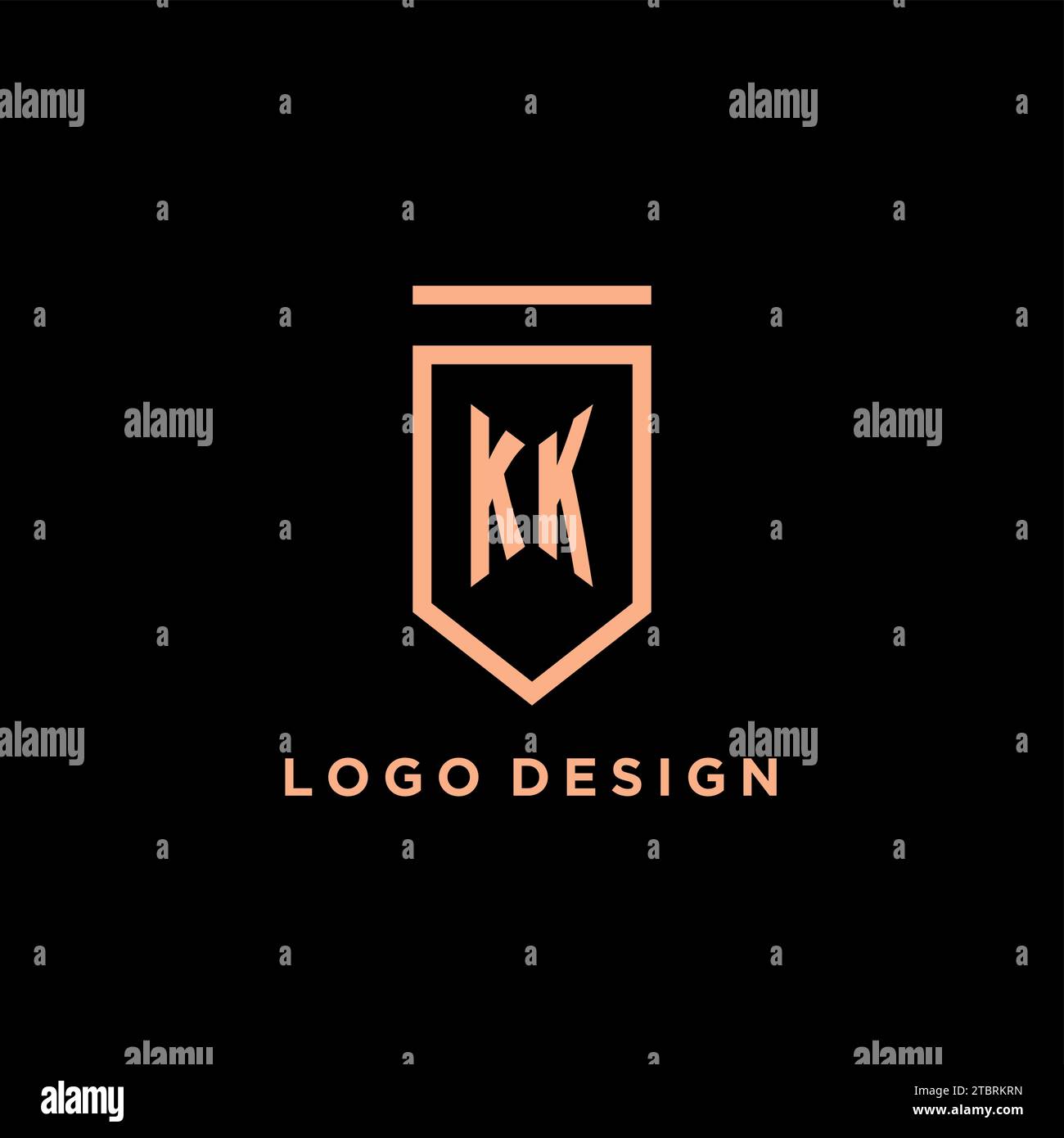 KK monogram initial with shield logo design icon vector graphic Stock Vector