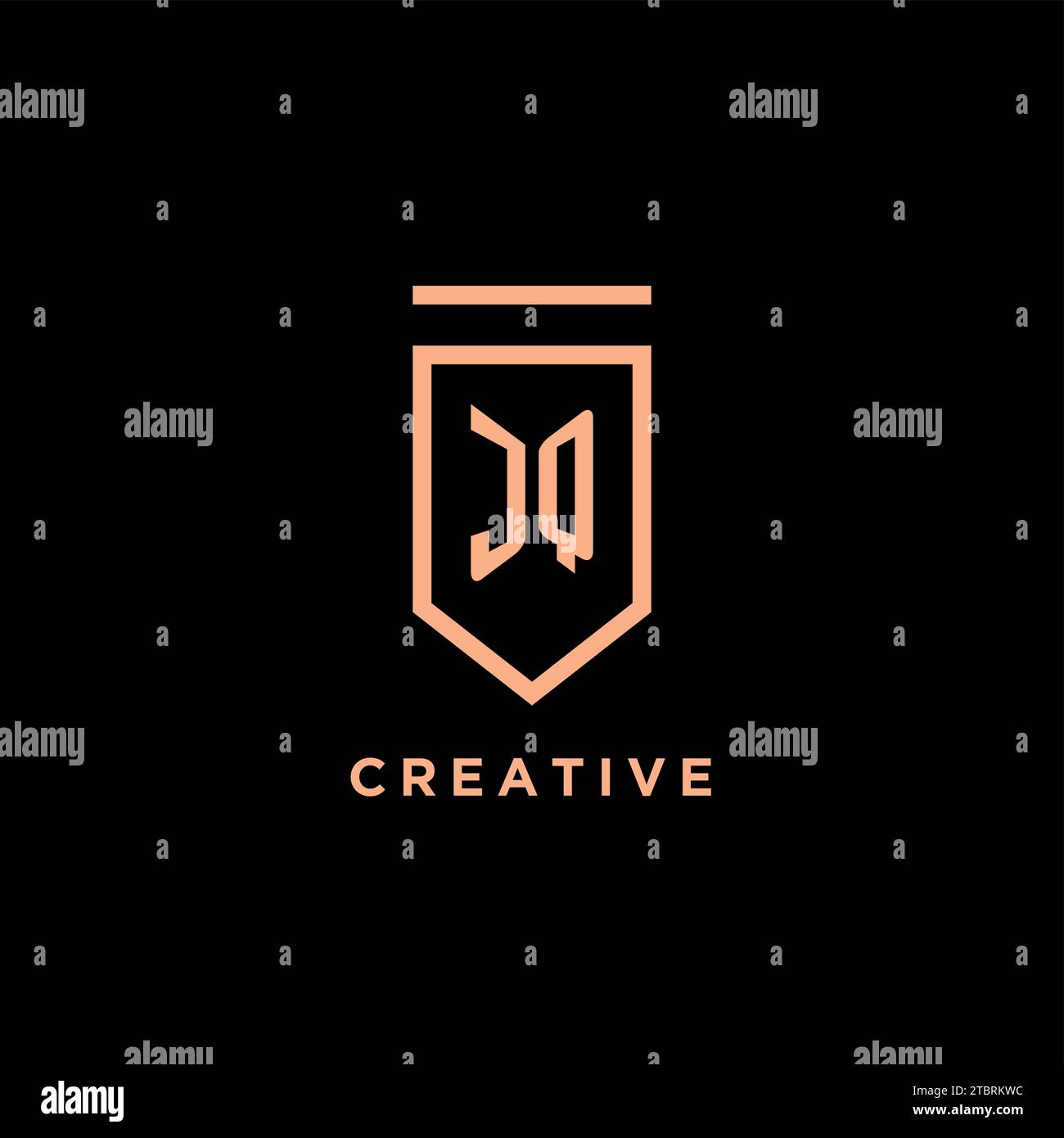 JQ monogram initial with shield logo design icon vector graphic Stock Vector