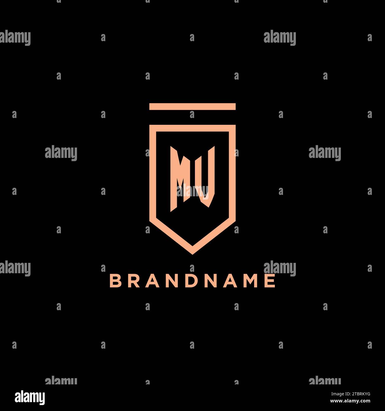MV monogram initial with shield logo design icon vector graphic Stock Vector