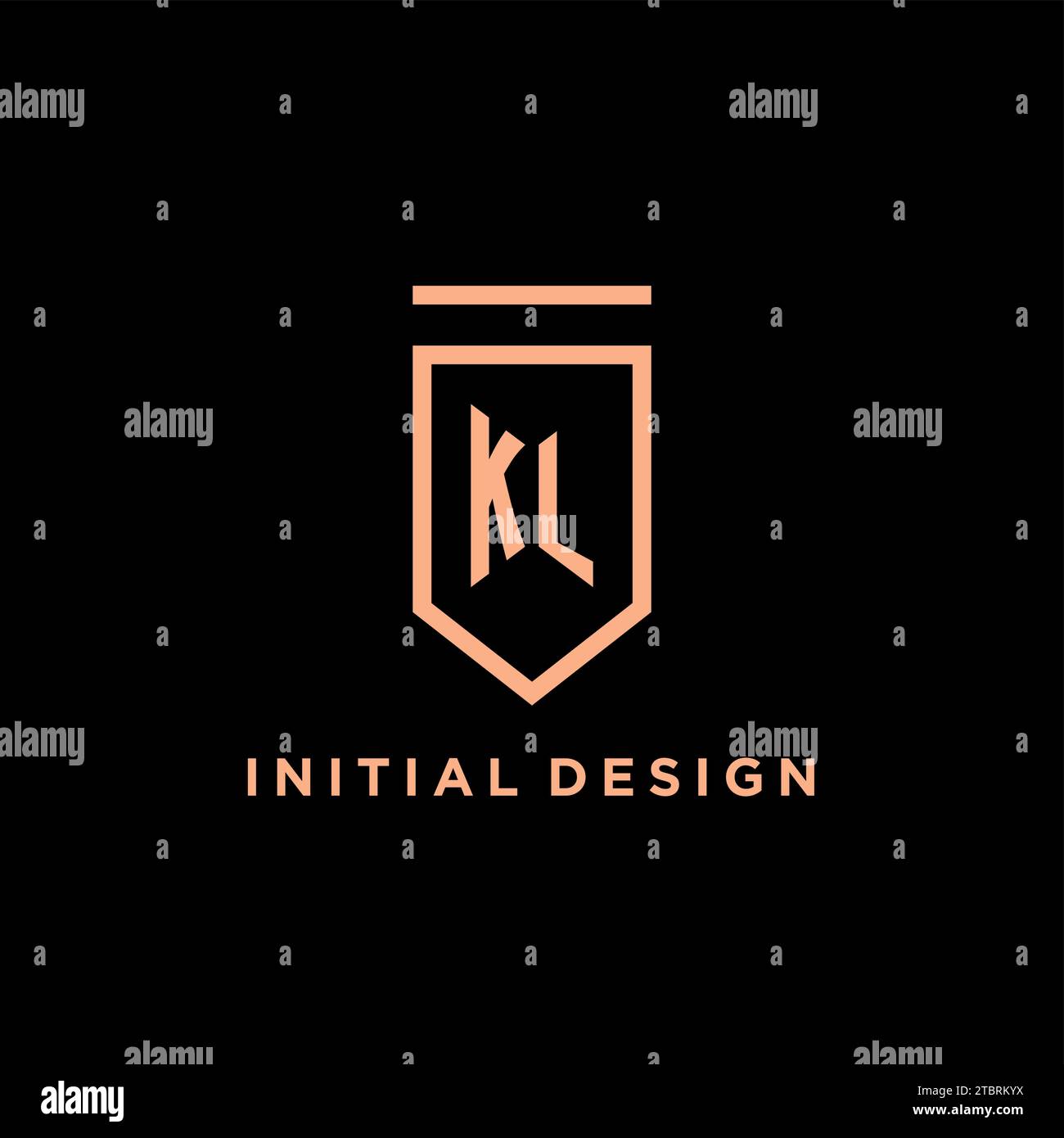 KL monogram initial with shield logo design icon vector graphic Stock Vector