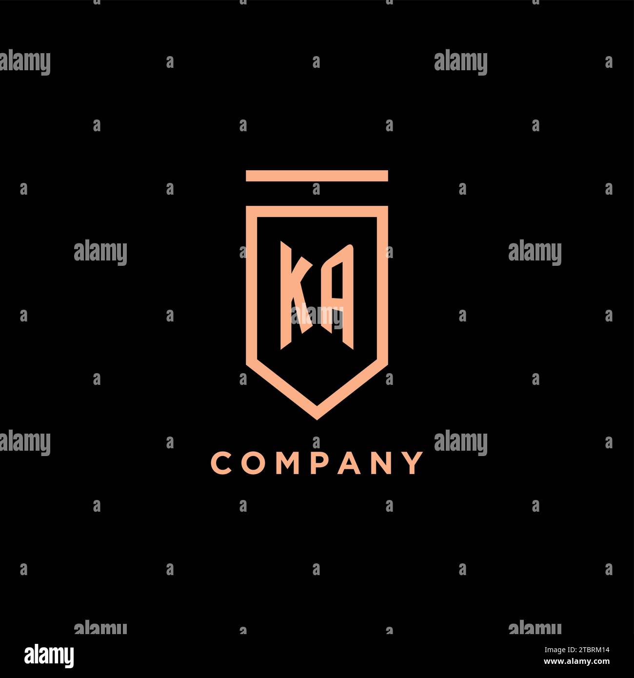 KA monogram initial with shield logo design icon vector graphic Stock Vector