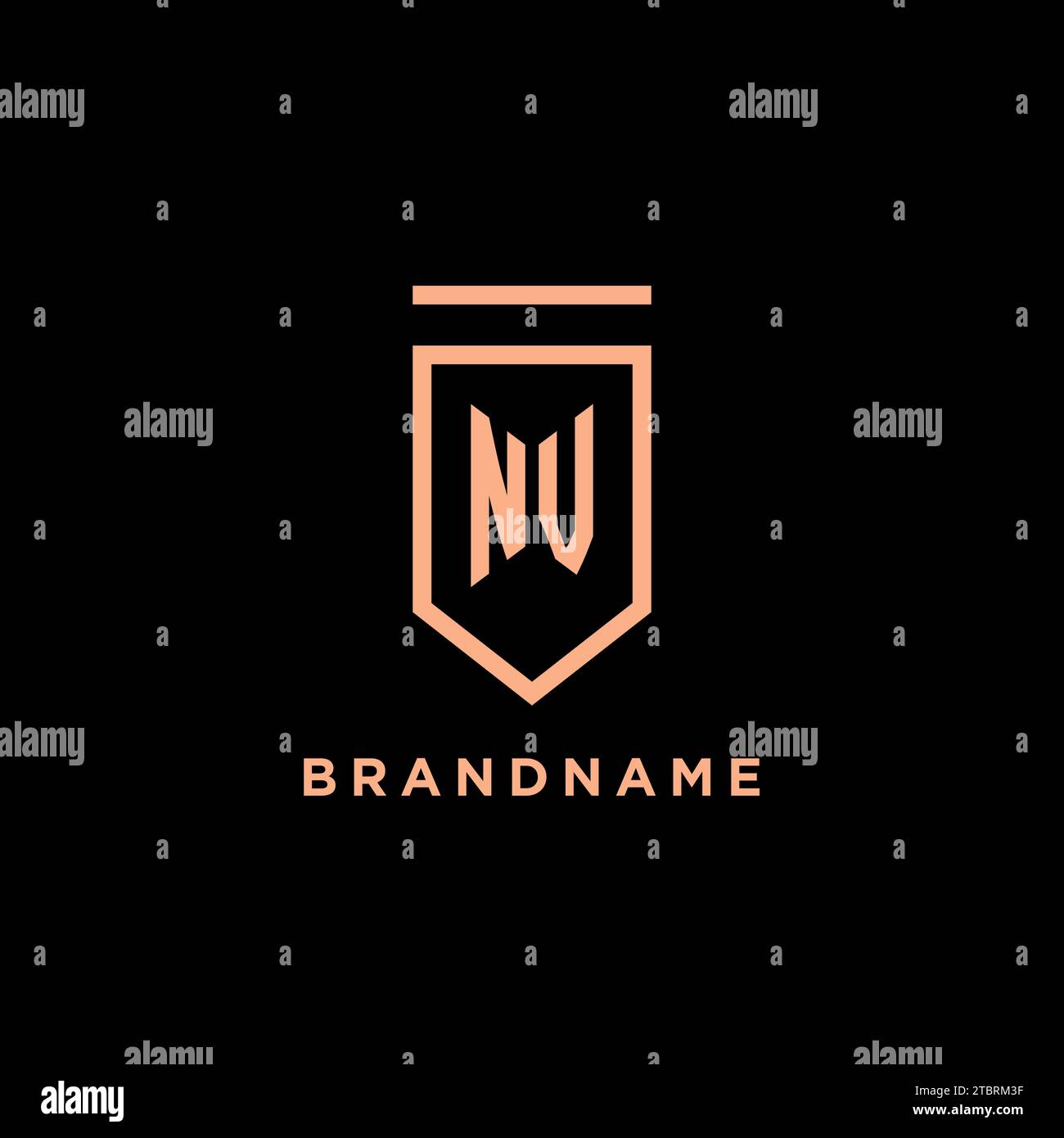 NV monogram initial with shield logo design icon vector graphic Stock Vector