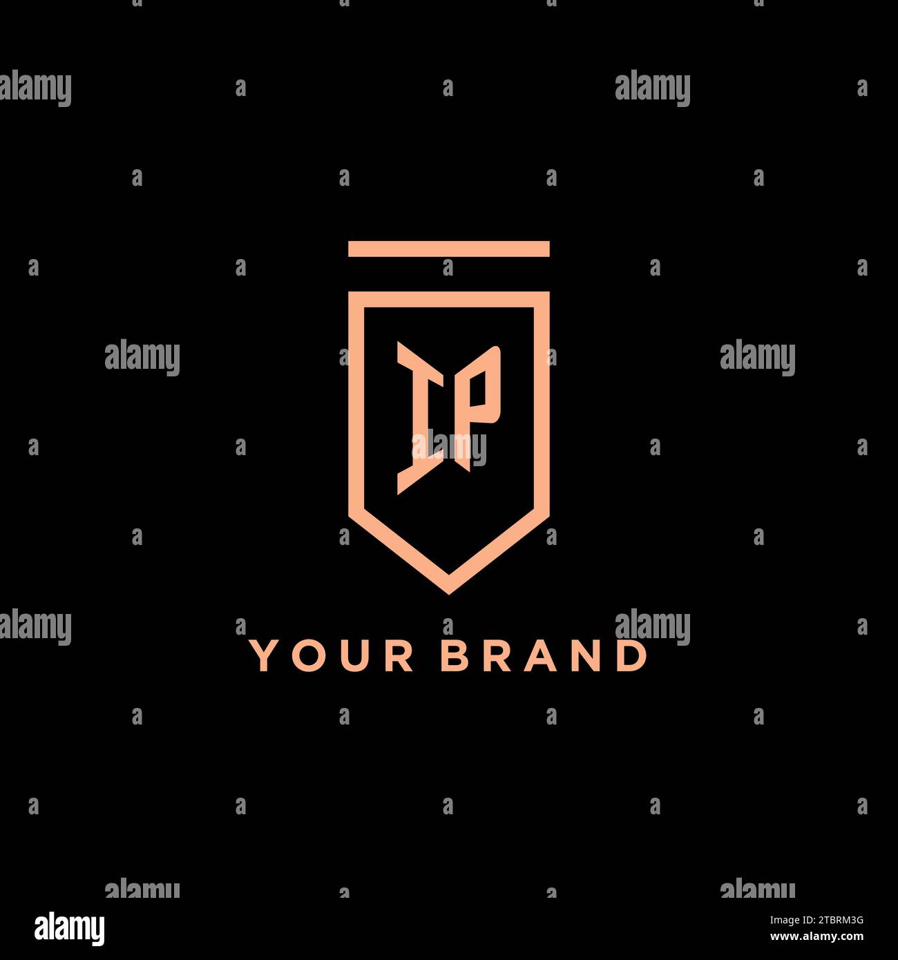 IP monogram initial with shield logo design icon vector graphic Stock Vector