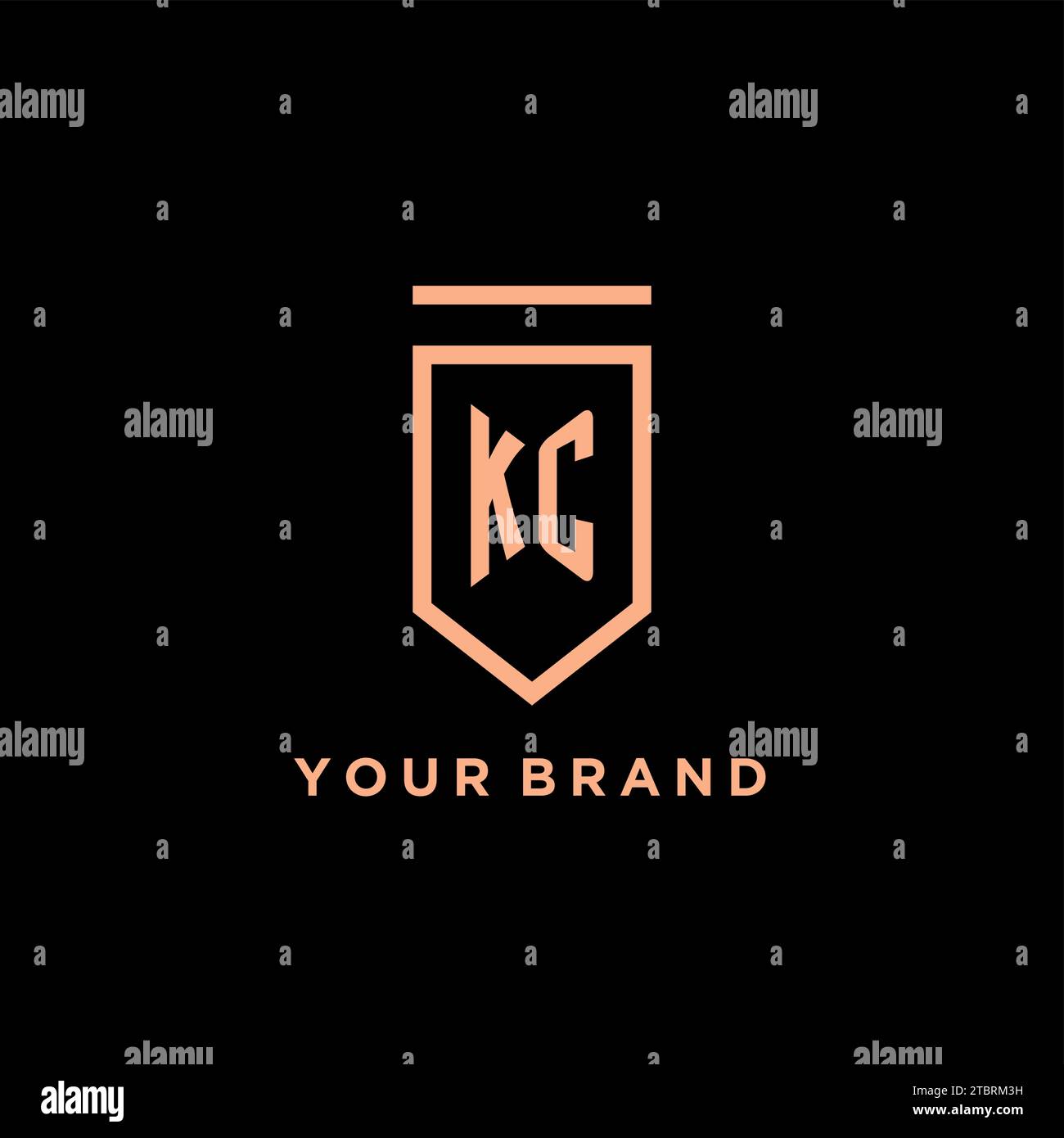 KC monogram initial with shield logo design icon vector graphic Stock Vector