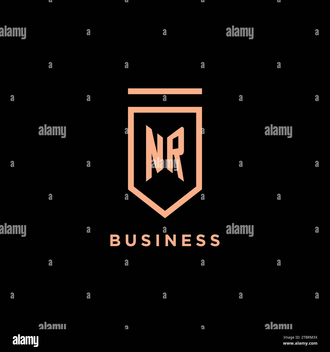 NR monogram initial with shield logo design icon vector graphic Stock Vector