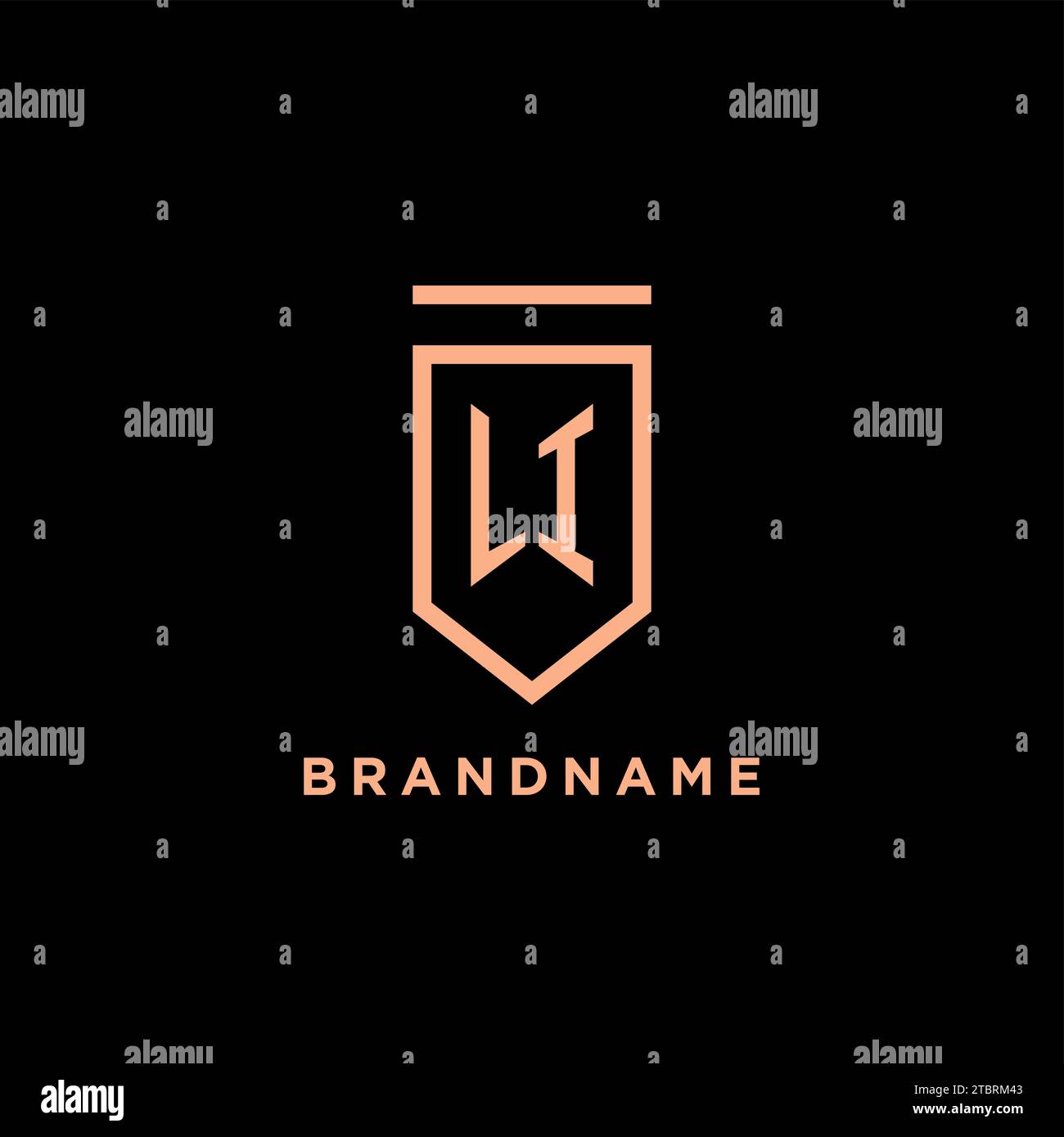 LI monogram initial with shield logo design icon vector graphic Stock Vector