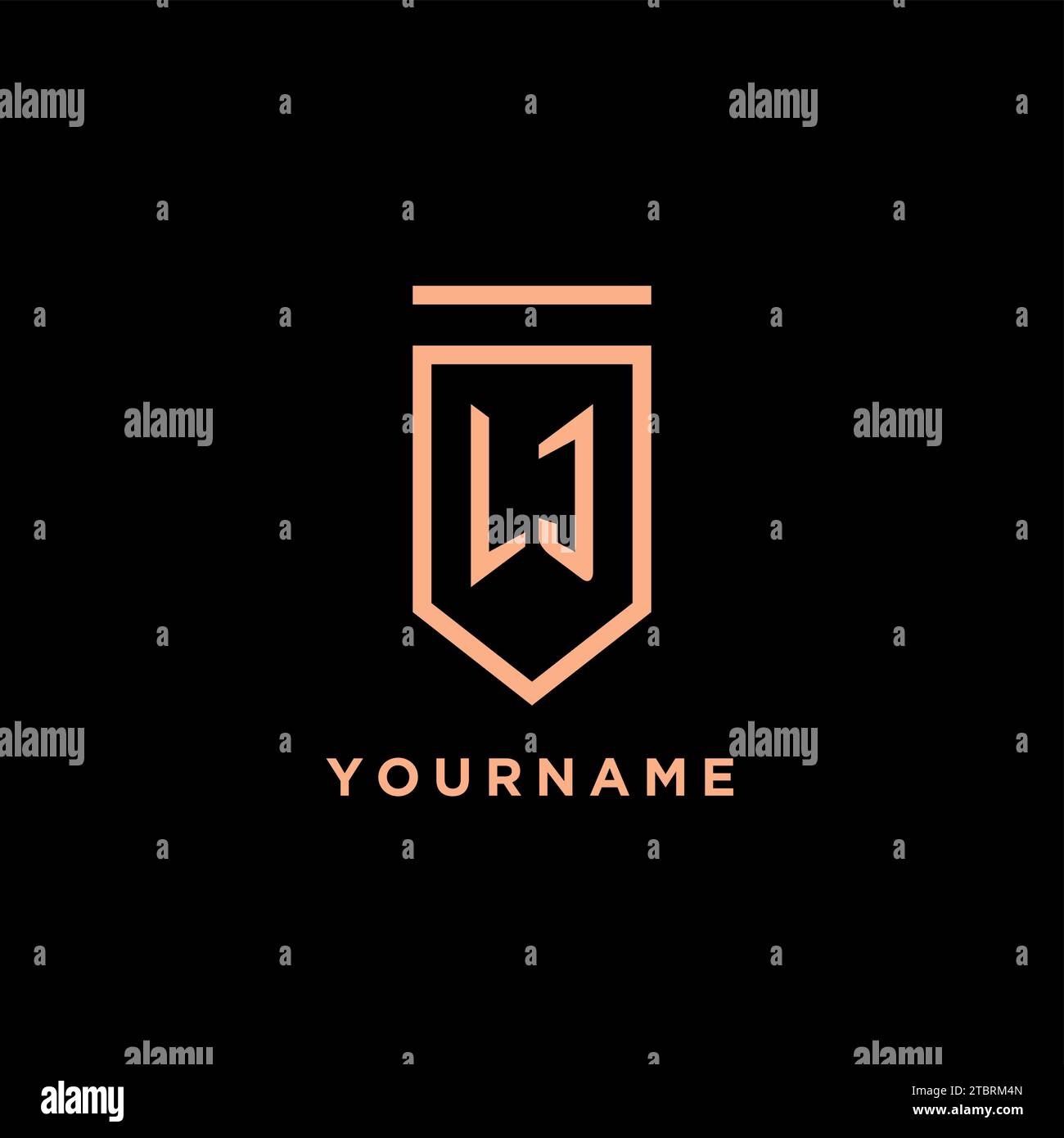 LJ monogram initial with shield logo design icon vector graphic Stock Vector
