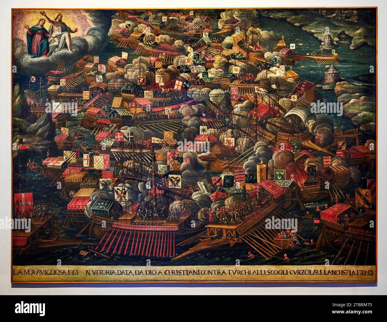 La battaglia di Lepanto - olio su tela - pittore veneto dell’ultimo quarto del XVI secolo  - Venezia, Museo Correr Stock Photo