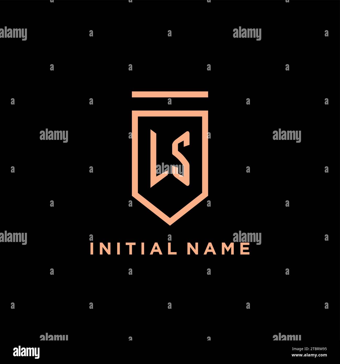 LS monogram initial with shield logo design icon vector graphic Stock Vector