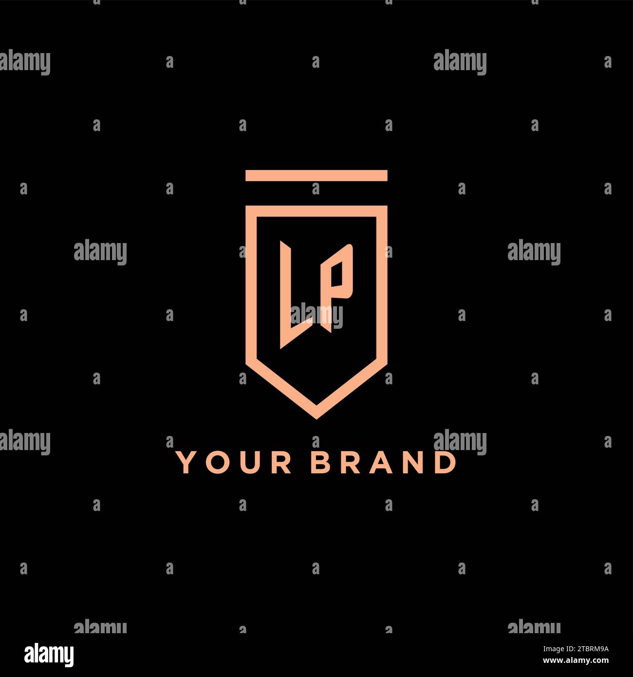 LP monogram initial with shield logo design icon vector graphic Stock Vector