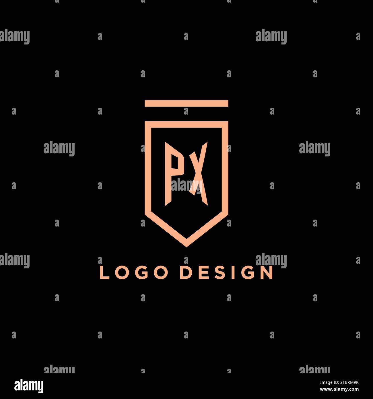 PX monogram initial with shield logo design icon vector graphic Stock Vector