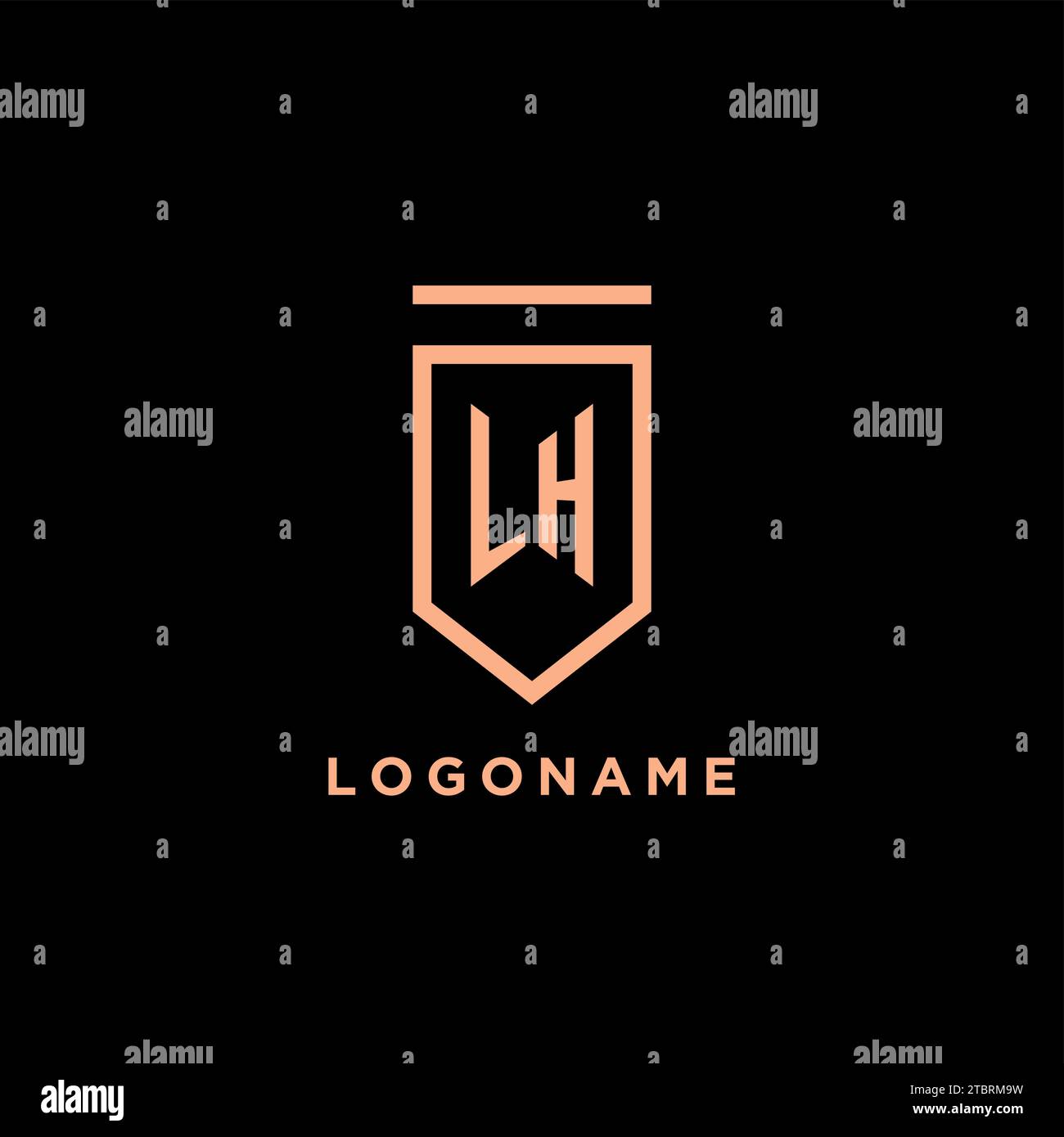 LH monogram initial with shield logo design icon vector graphic Stock Vector