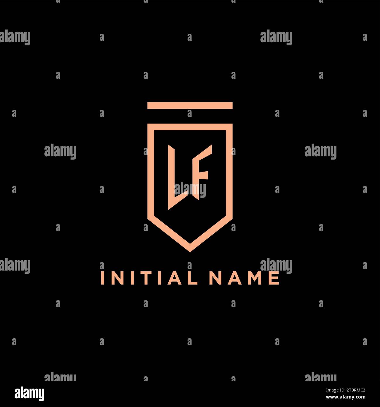 LF monogram initial with shield logo design icon vector graphic Stock Vector