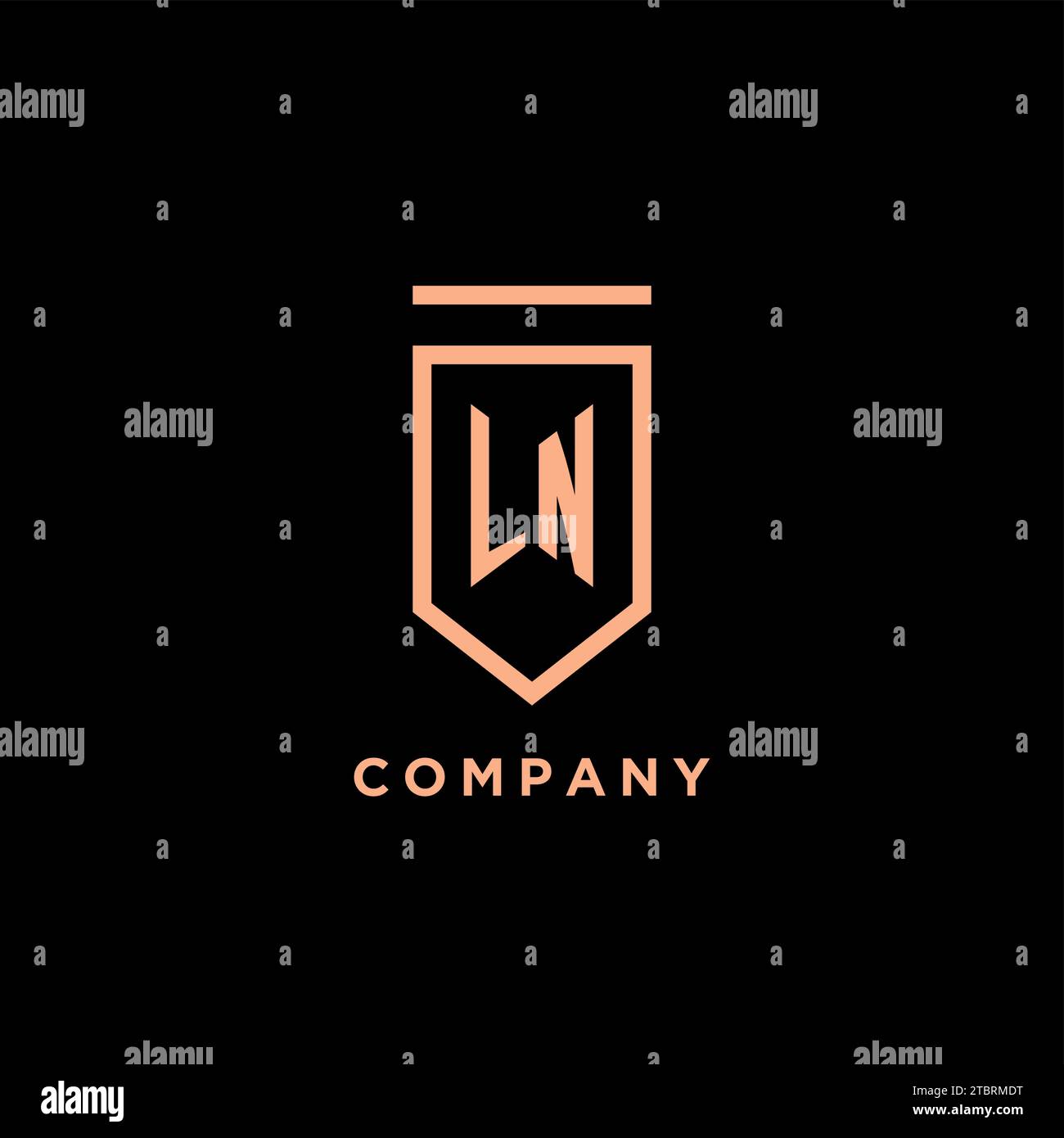 LN monogram initial with shield logo design icon vector graphic Stock Vector